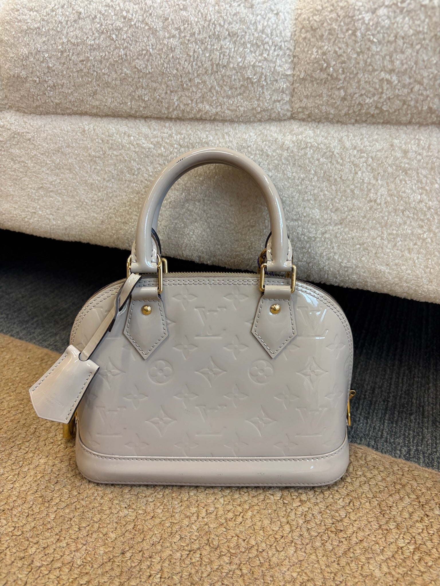 Louis Vuitton Alma BB Grey Patent Leather