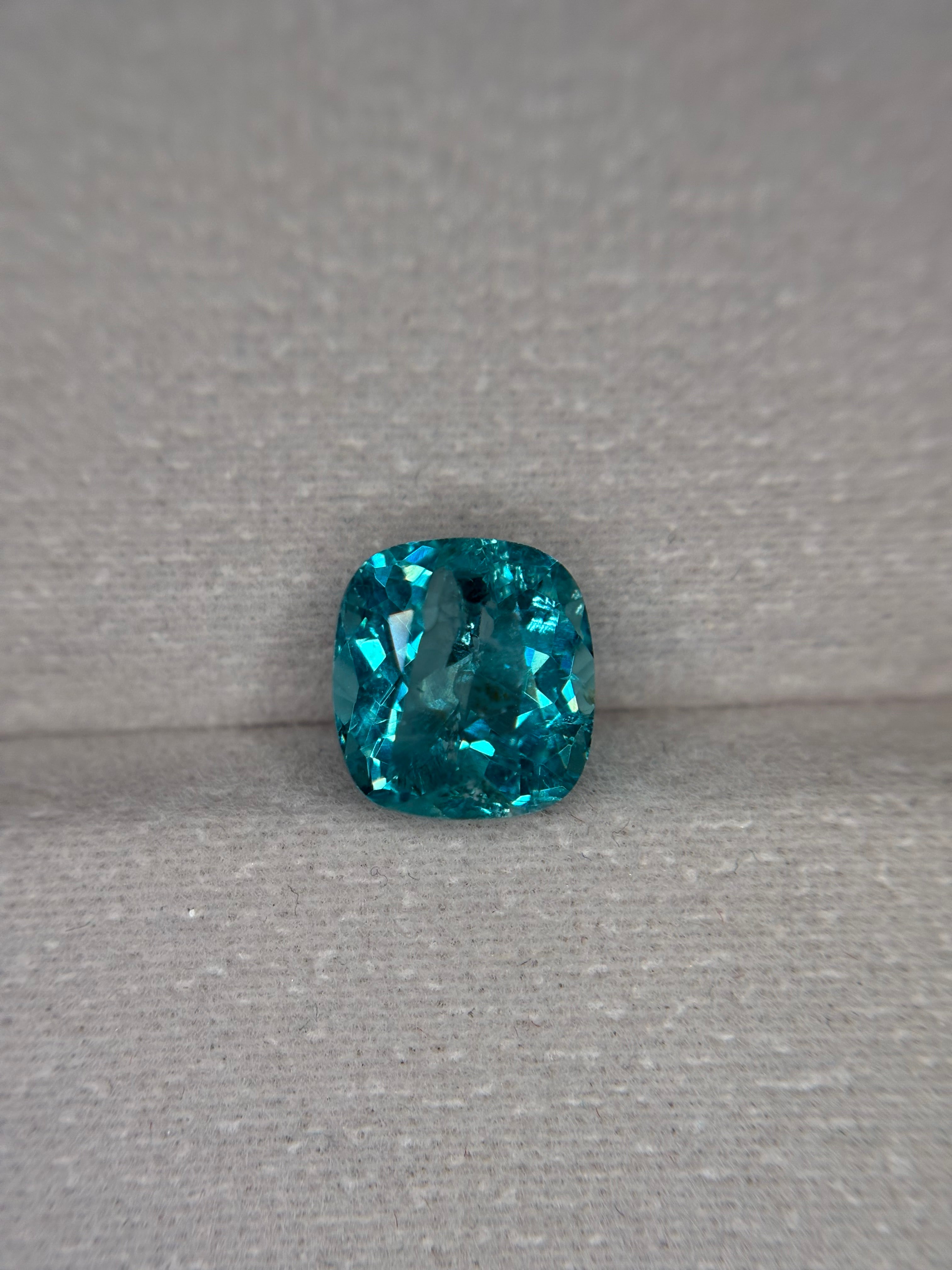3.25ct Rare Neon Apatite Cushion THAIC0489