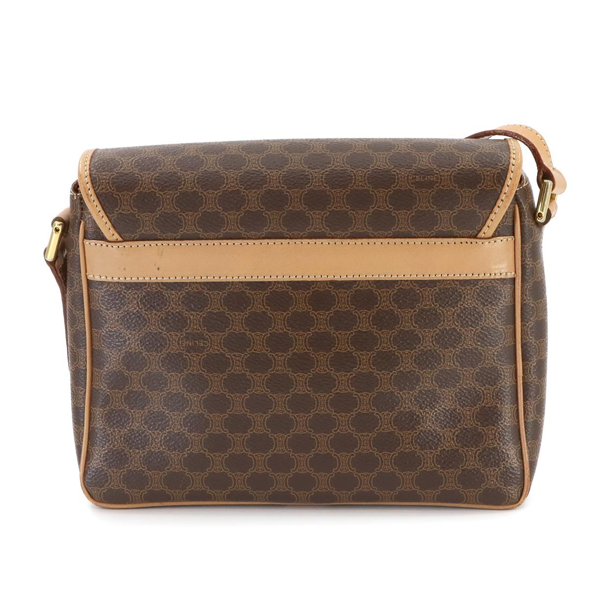 CELINE Macadam Shoulder Bag Leather PVC Brown Vintage Purse 902752751