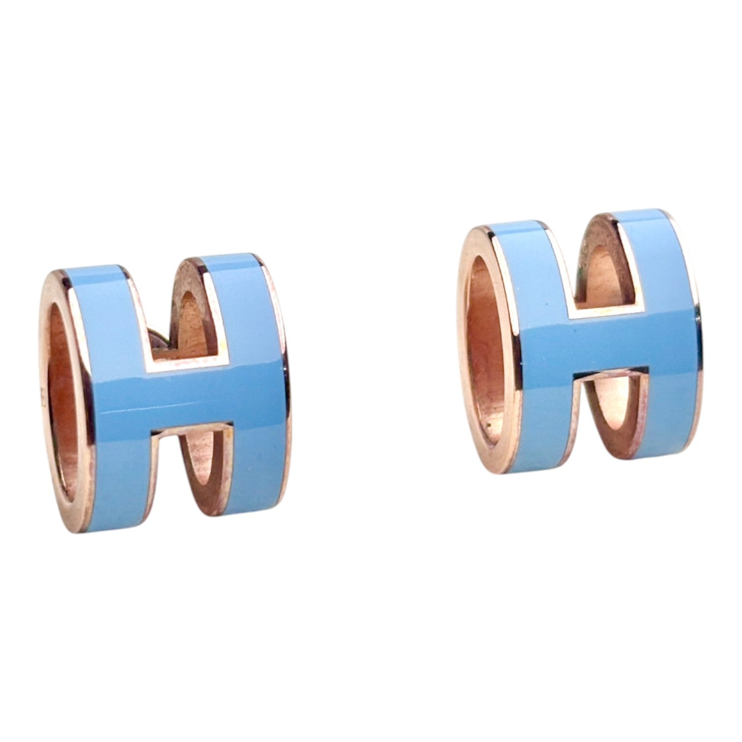Hermes Blue H Pop Earrings
