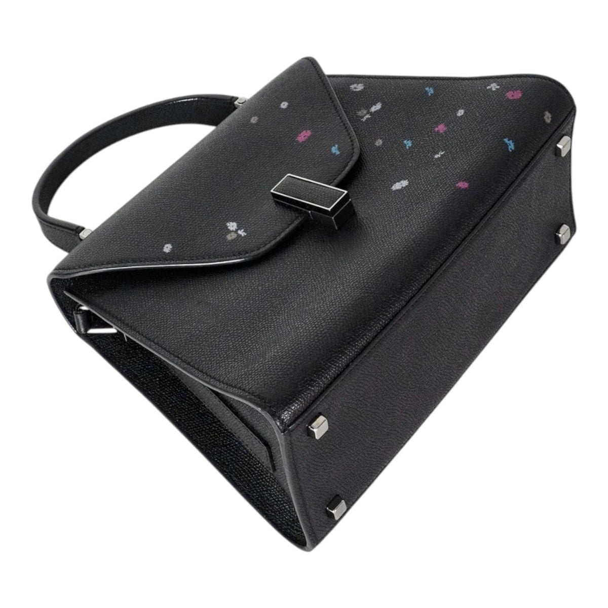 Valextra Valextra Small Black Iside Floral Print Bag