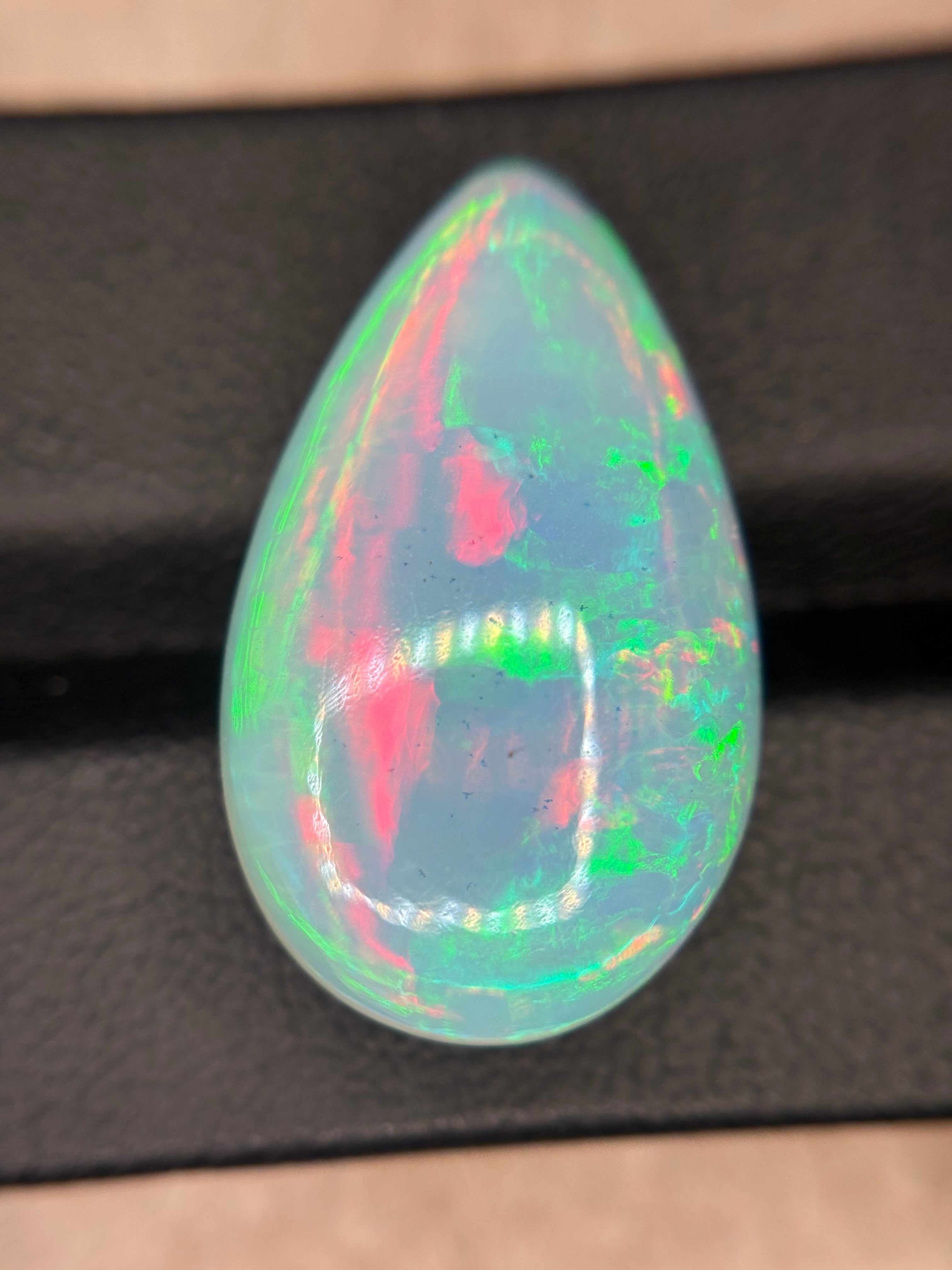 16.20ct White Opal Cab Pear THAIC0454