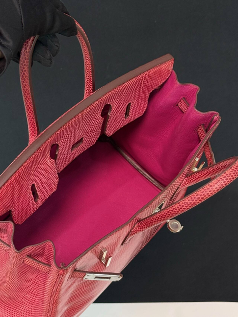 Hermès Birkin 25 Pink Lizard Leather Handbag
