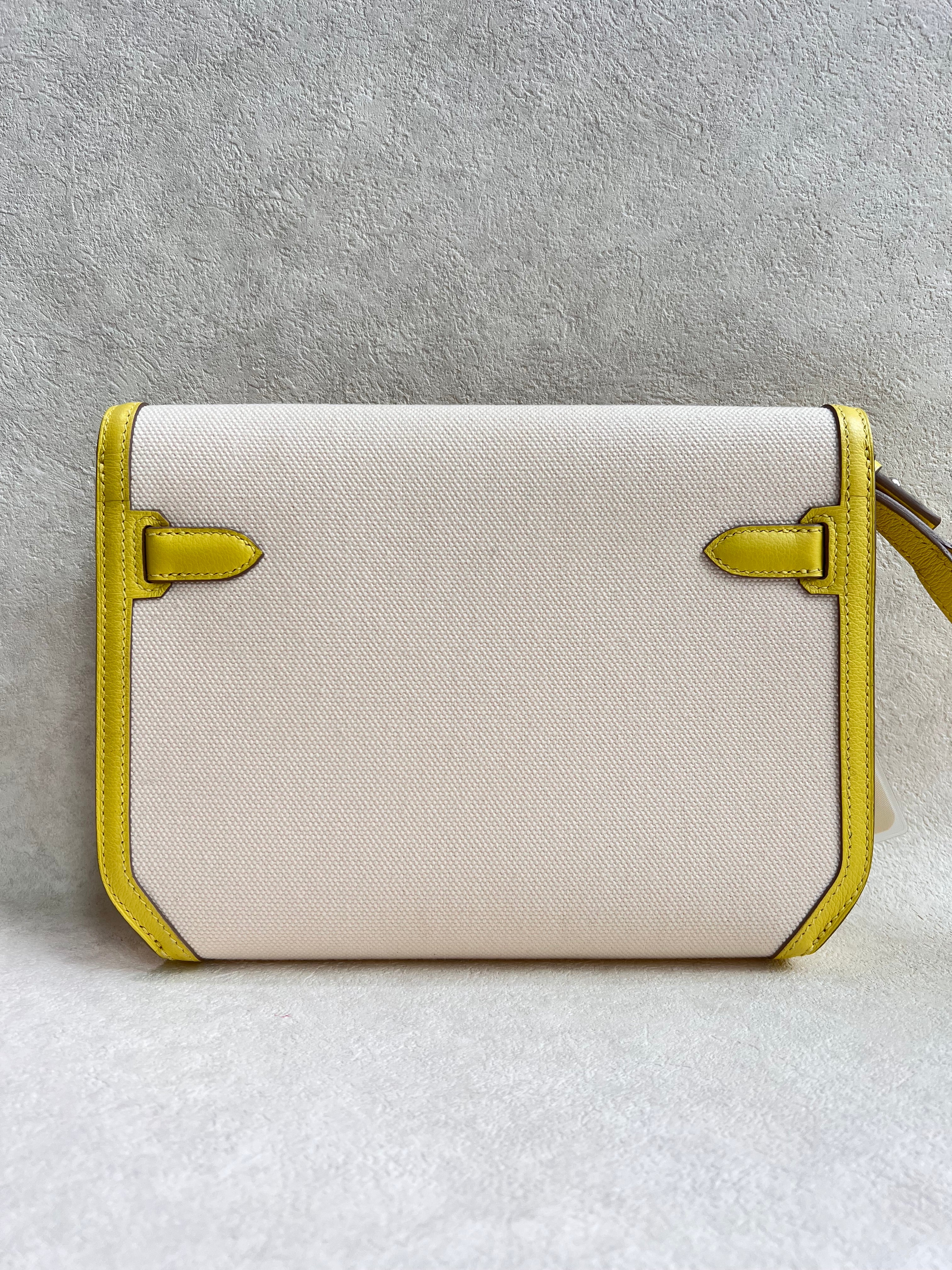 Hermes Kelly Depeche Lime Toile PHW #U SYCYB1132