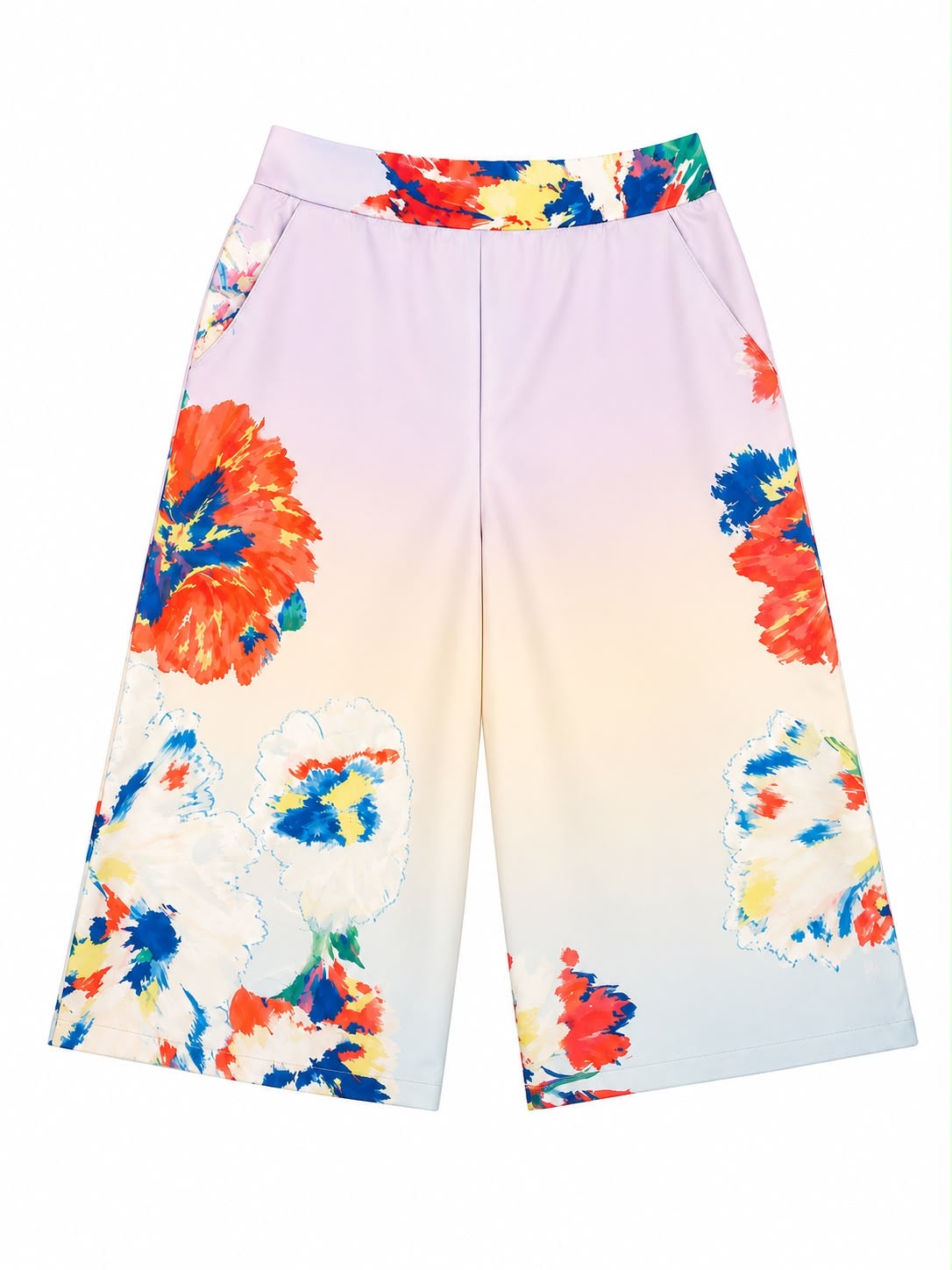 TROUSER CROP SHARPY PURPLE FLOWERS GRADIENT MCL12990