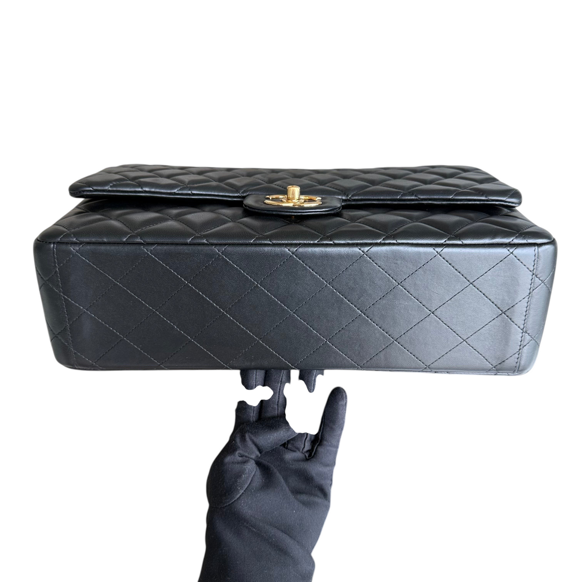 Chanel Classic Flap Maxi - 34CM Quilted Lambskin Double Flap Black Gold Hardware