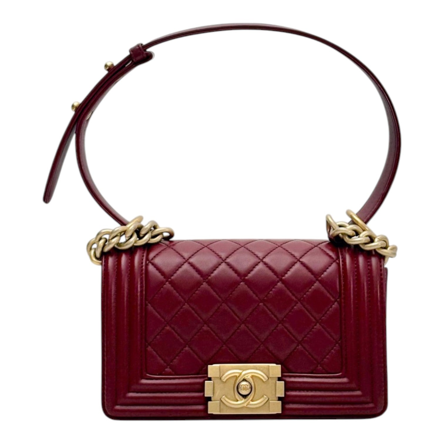 Chanel Small LeBoy in Burgundy Lambskin with Gold hardware