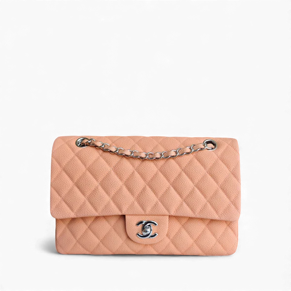 CHANEL CLASSIC FLAP MEDIUM - 25CM QUILTED CAVIAR CARAMEL SILVER HARDWARE SERIES 17 SYCM568