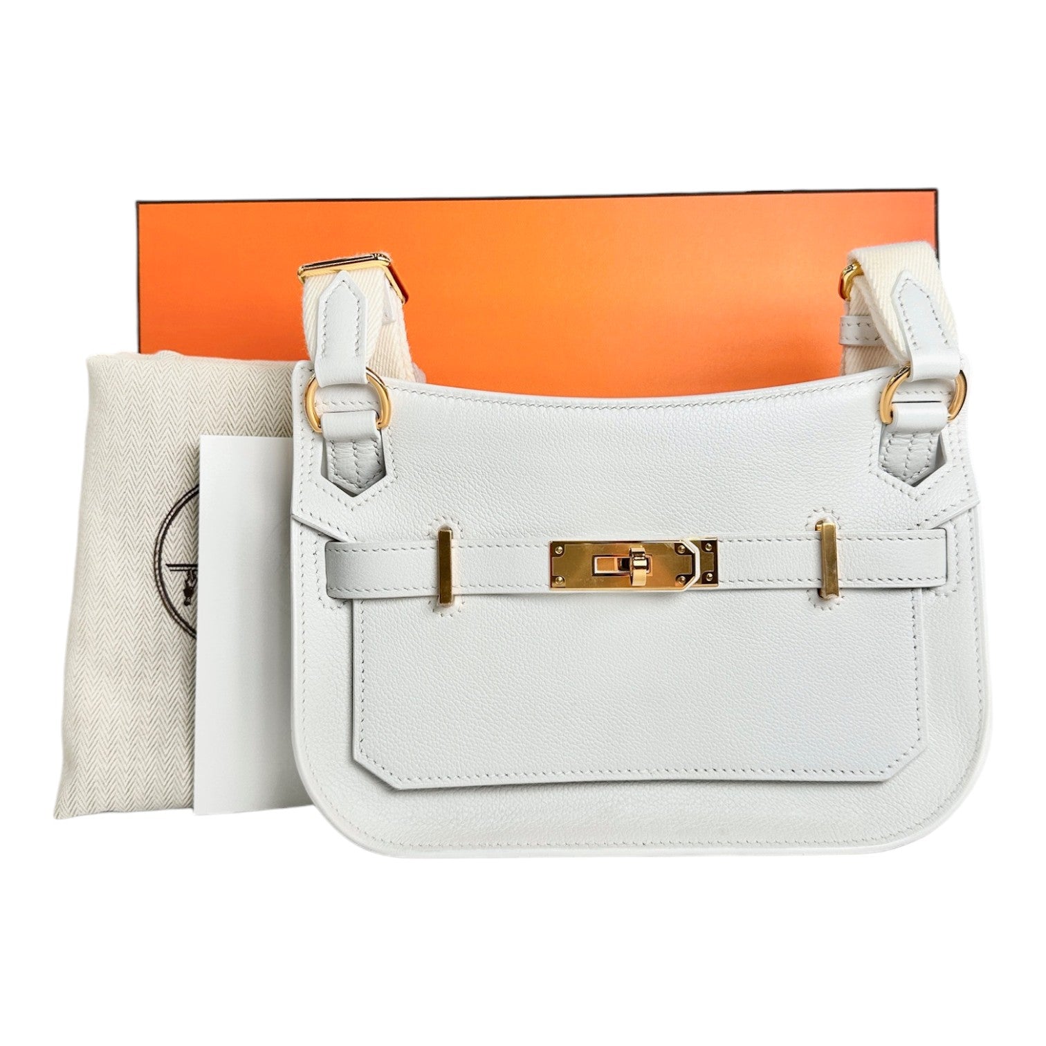 Hermes Jypsiere Mini Bag New White with GHW - Full Set