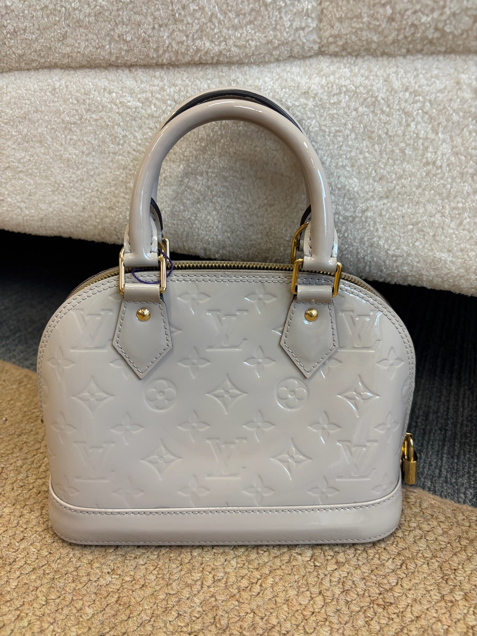 Louis Vuitton Alma BB Grey Patent Leather