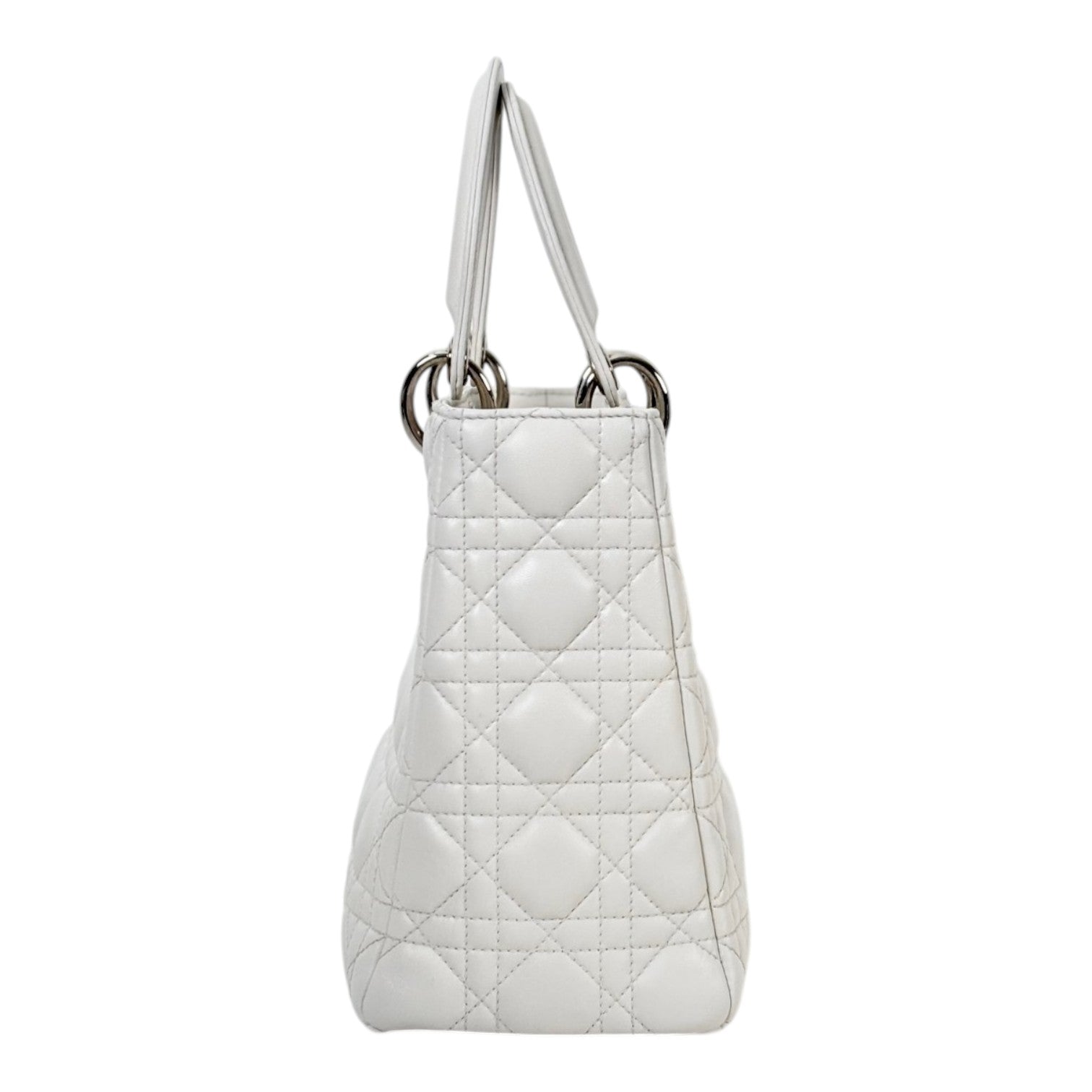 Dior White Medium Lady Dior in Lambskin