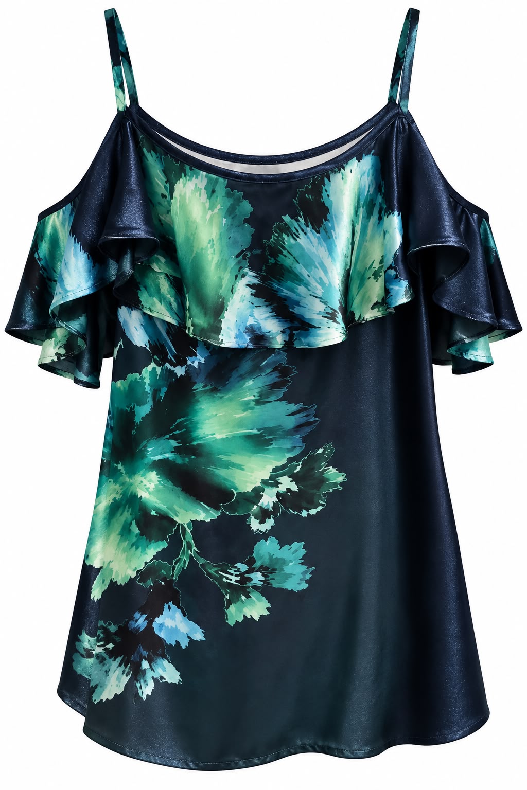 DRESS NEPTUNA SILK VELVET FLORAL EMERALD BLUE MCL13539