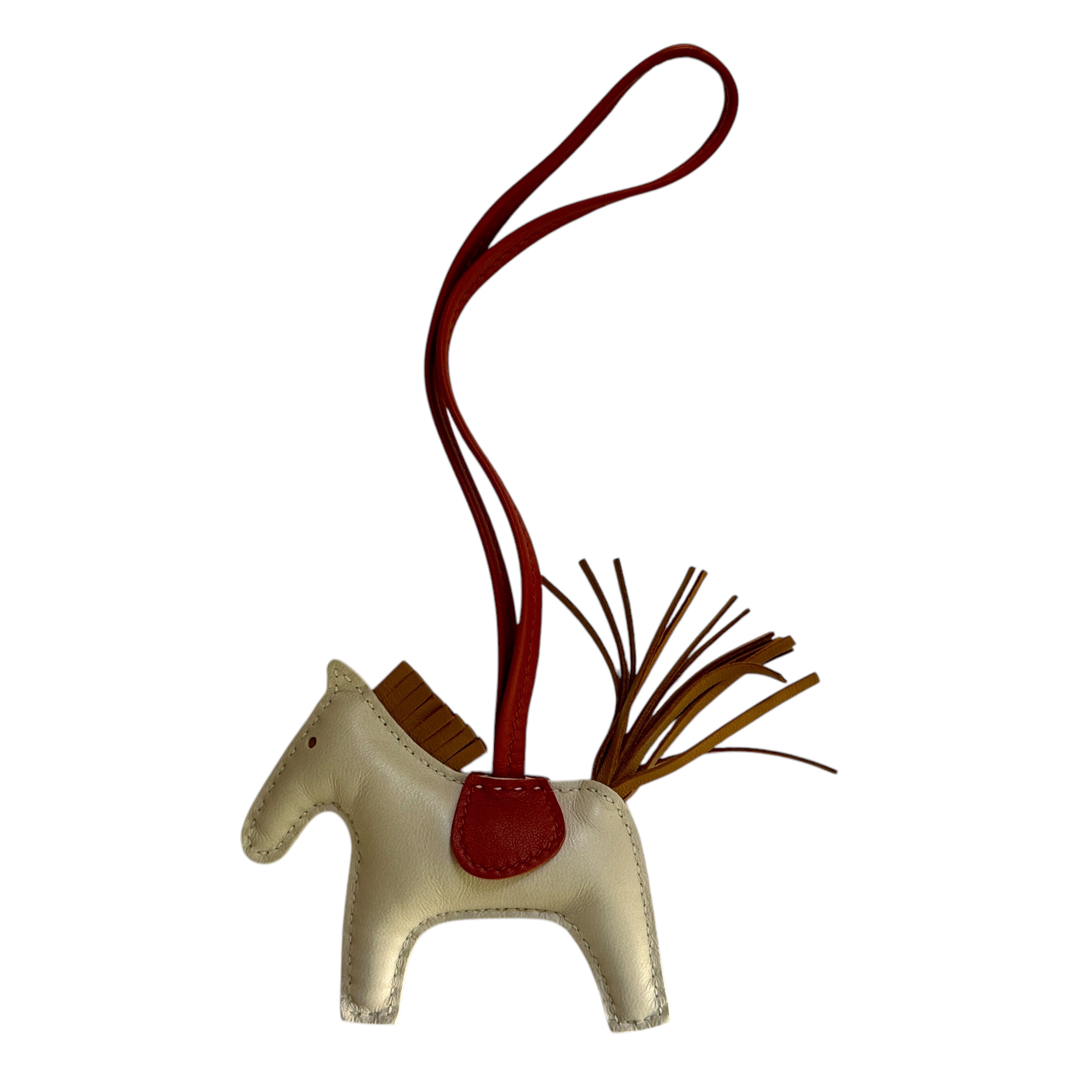 3. Hermes Rodeo PM Bag Charm Craie/Sesame/Cornaline