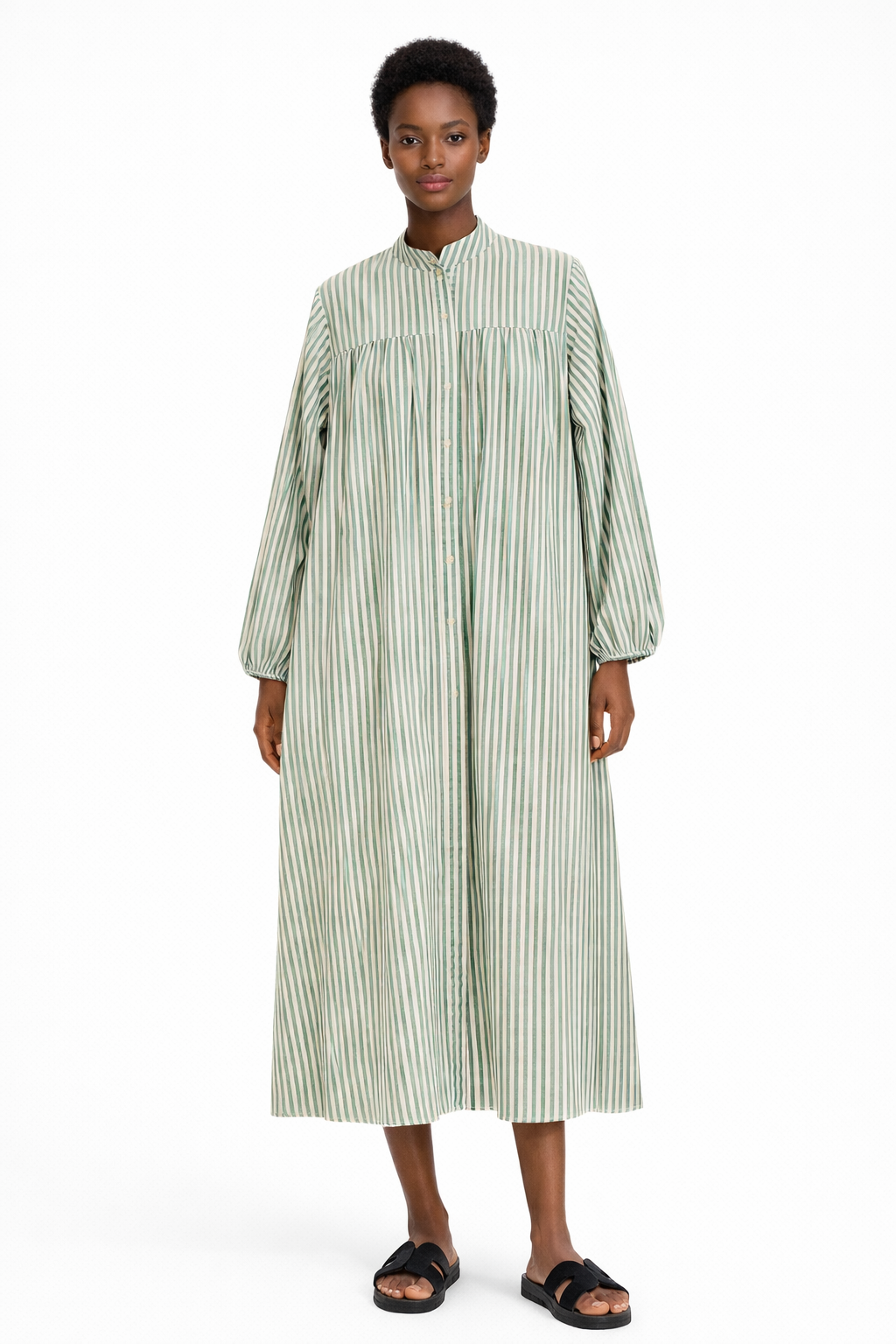 PINSTRIPE LOOSE FIT MAXI DRESS (فستان) "MIA"