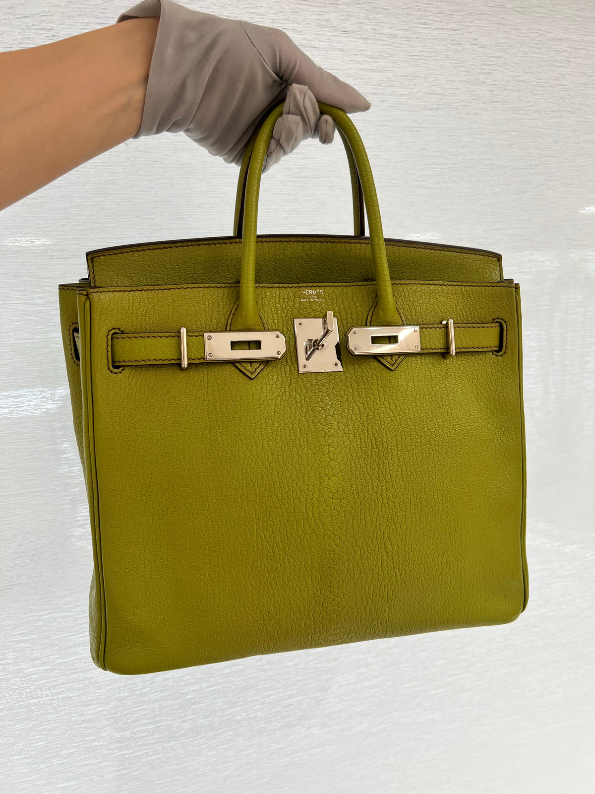 Hermes HAC 28 Vert Anis Chevre PHW #J 2006 SYC2299