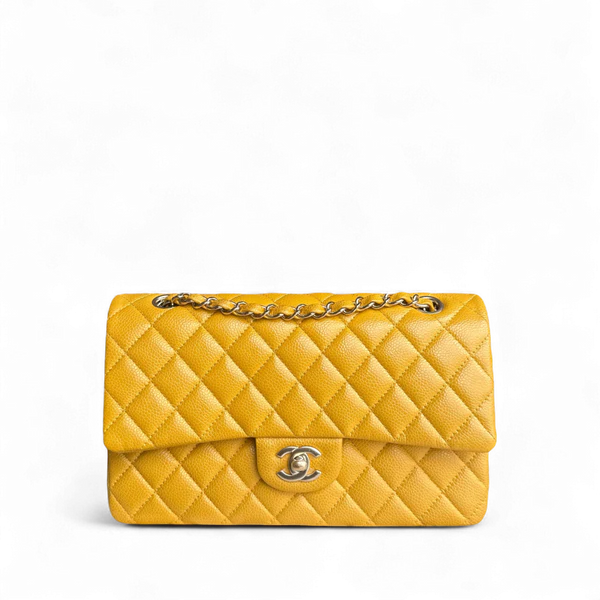 CHANEL CLASSIC FLAP MEDIUM - CAVIAR QUILTED GRAINED CALFSKIN MUSTARD GOLD HARDWARE SERIES 25 SYCM570