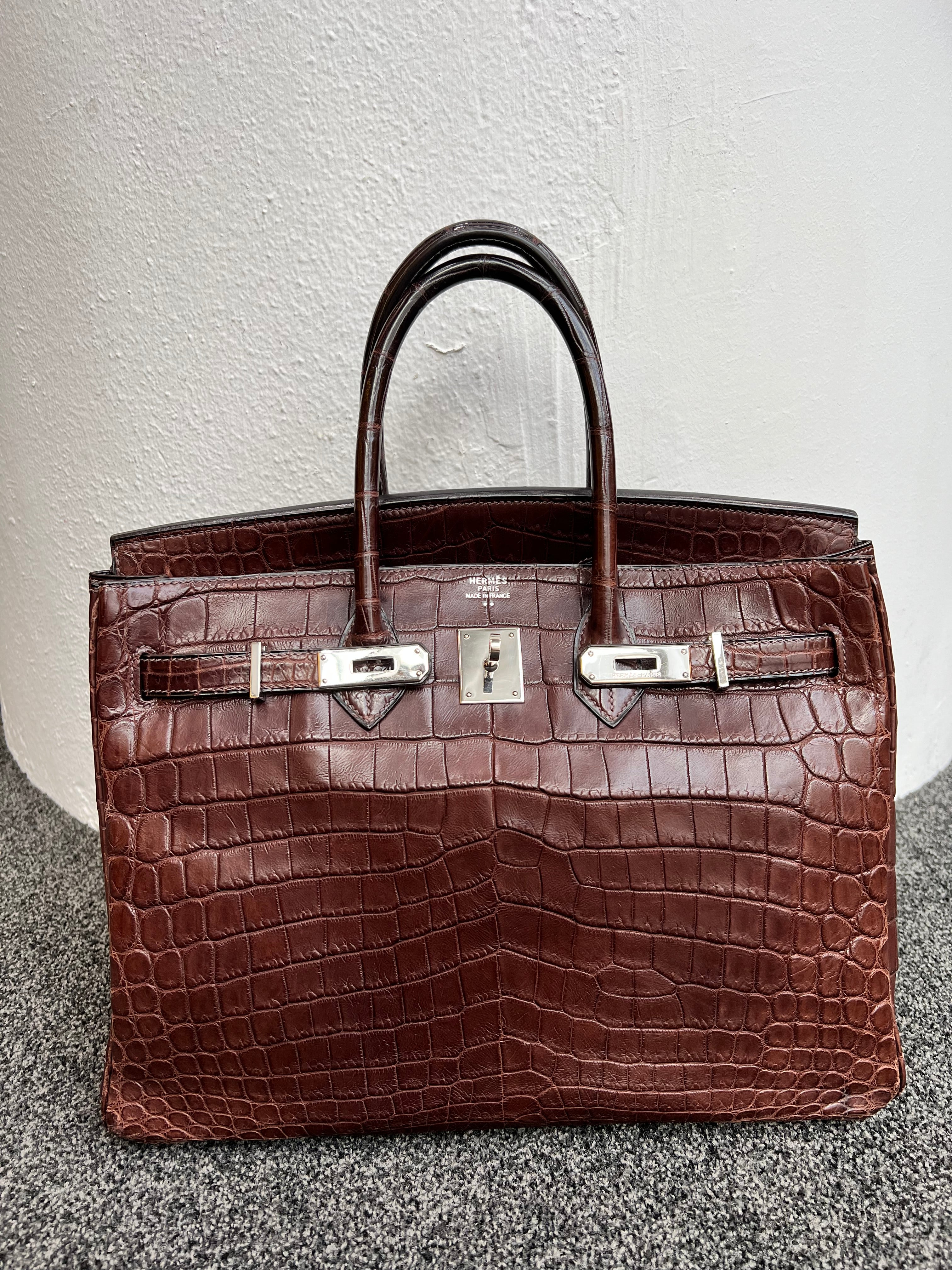 Hermes Birkin 35 Ebene Matte Nilo/Toile PHW #D SYCE0167SK