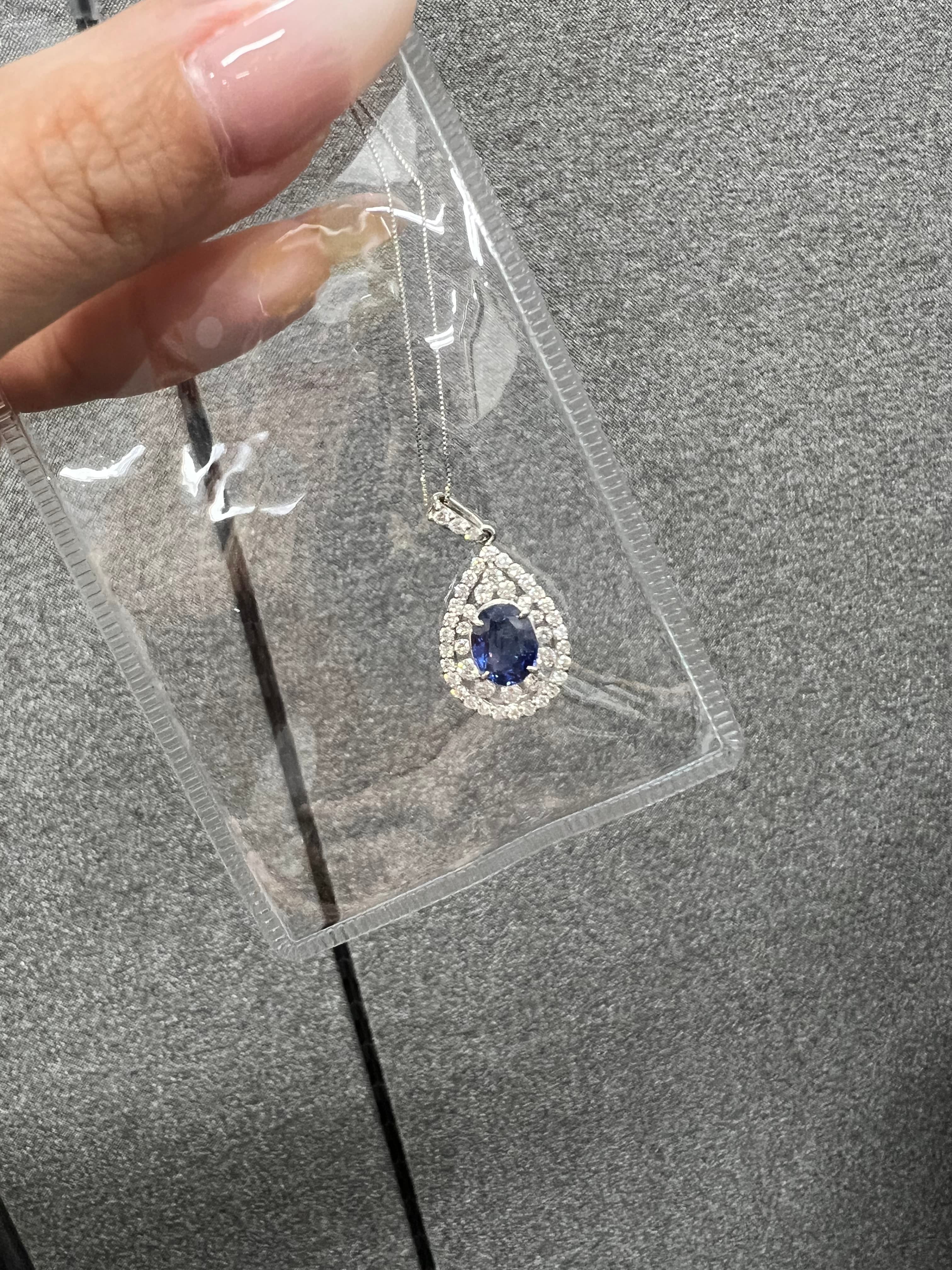 Luxury Promise PT950/850 Sapphire NECKLACE JM2317