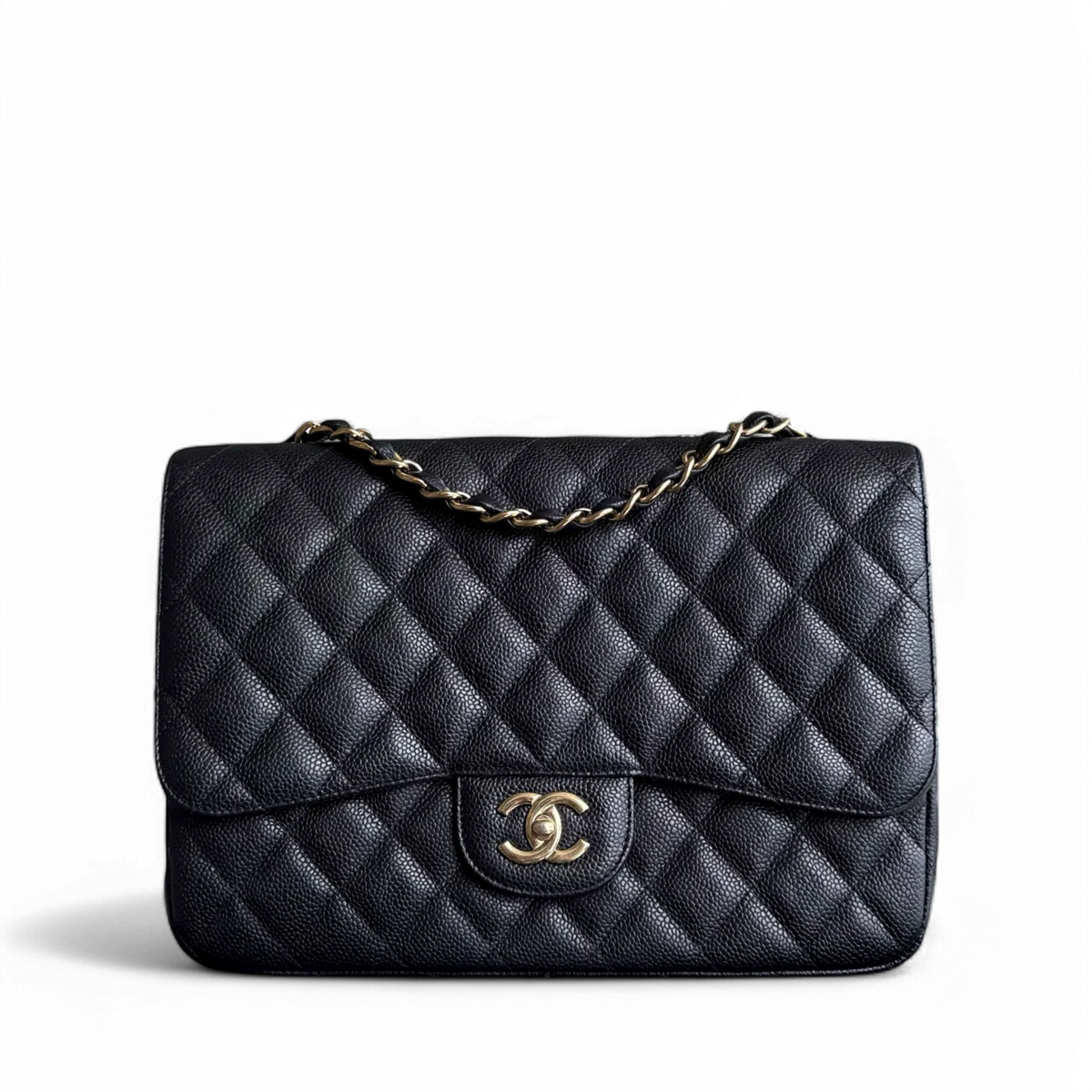 CHANEL CLASSIC FLAP JUMBO - CAVIAR 30CM SINGLE FLAP QUILTED BLACK GOLD HARDWARE SERIES 13 SYCM562