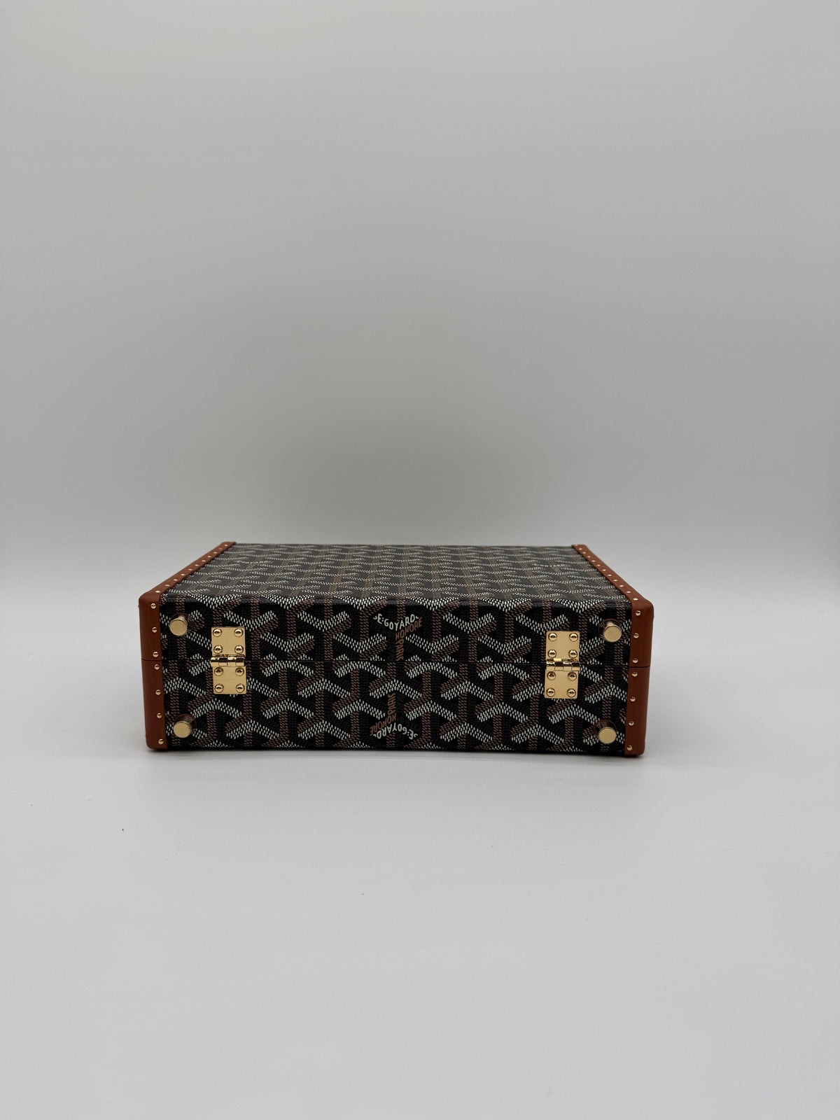 Goyard Grand Hôtel Trunk Bag Black & Tan Gold Hardware