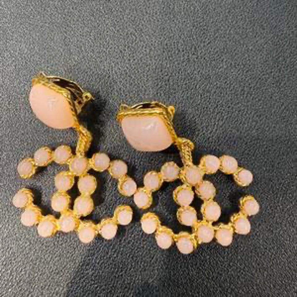 CHANEL Pink Crystal Double C Clip-on Earrings NH607025