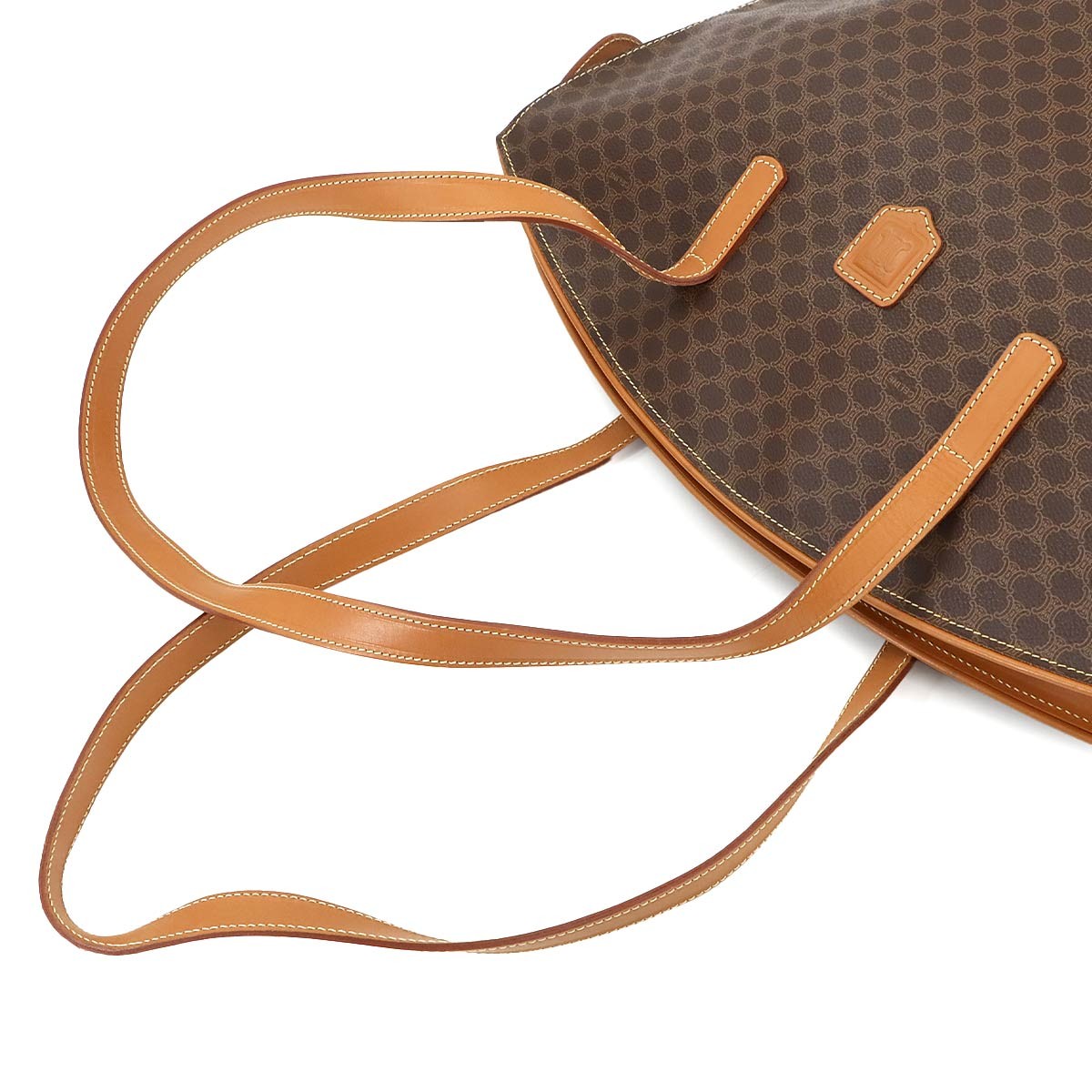 CELINE Macadam Tote Bag PVC Leather Brown Vintage Purse 902752654