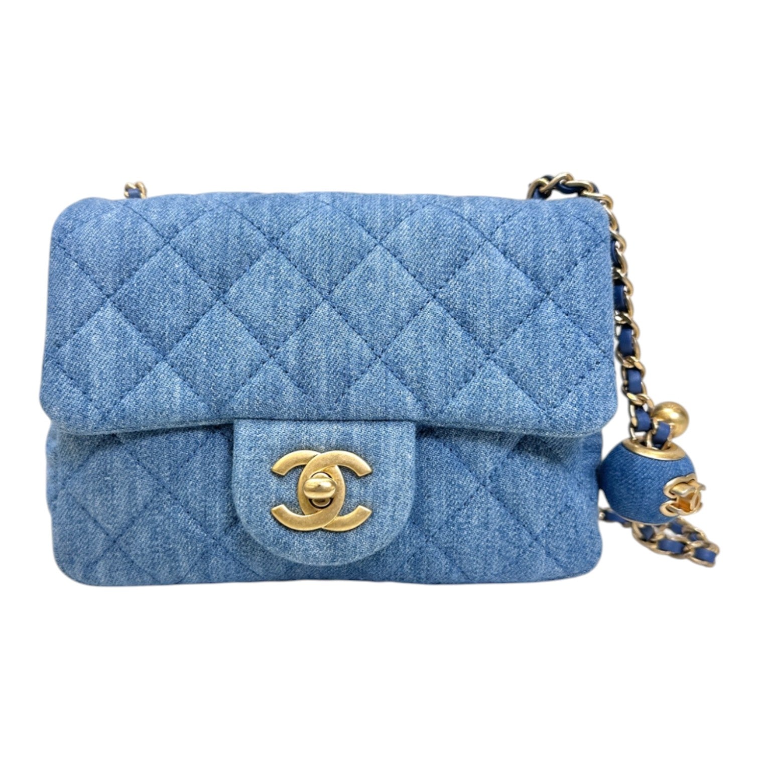 Chanel Classic Flap Mini Square Denim With Crush