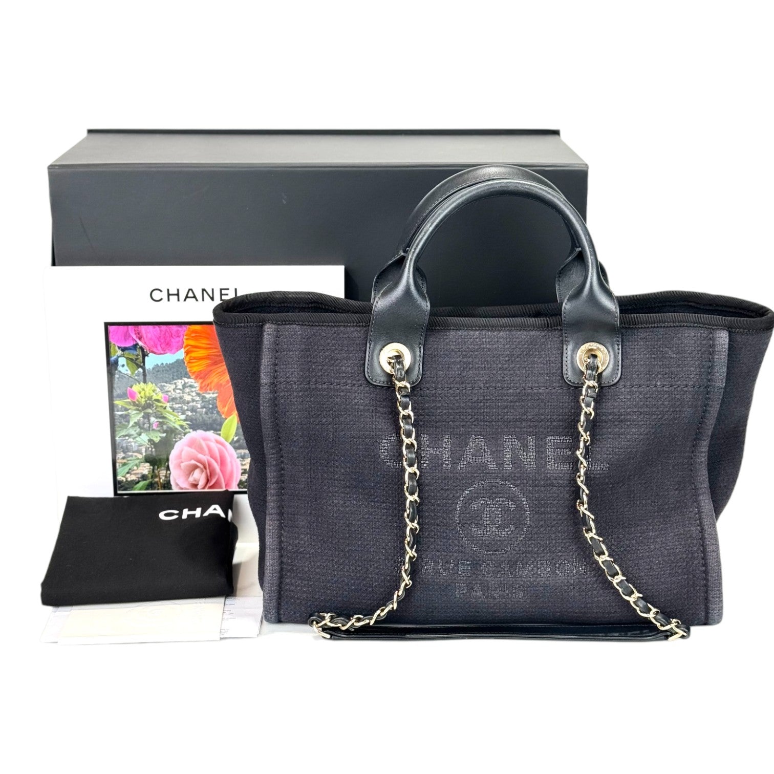 Chanel Dark Blue Deauville Small Tote Bag