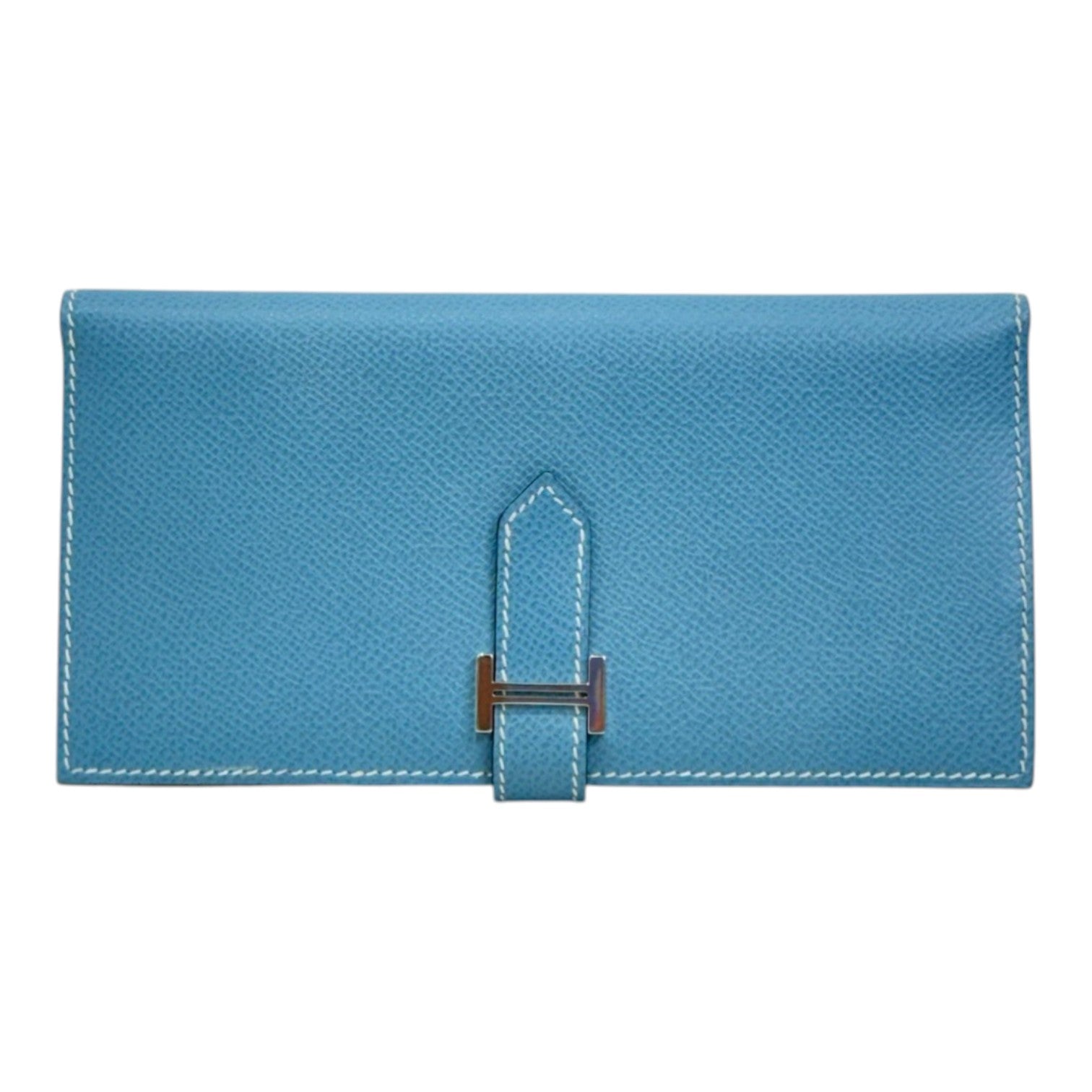 Hermes Bearn Long Wallet Blue Epsom Leather