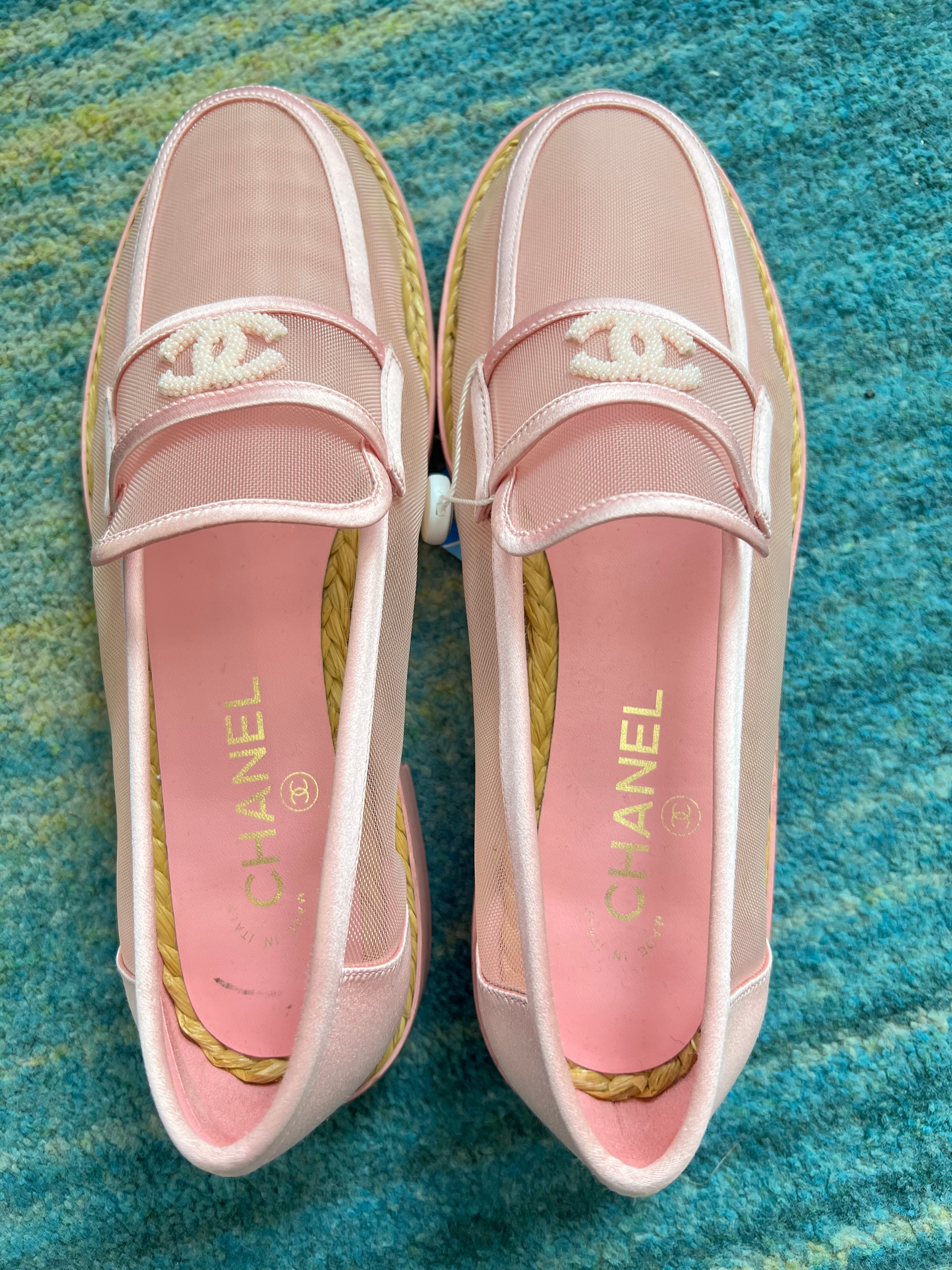 Chanel Baby Pink Mesh Loafers SYC1952