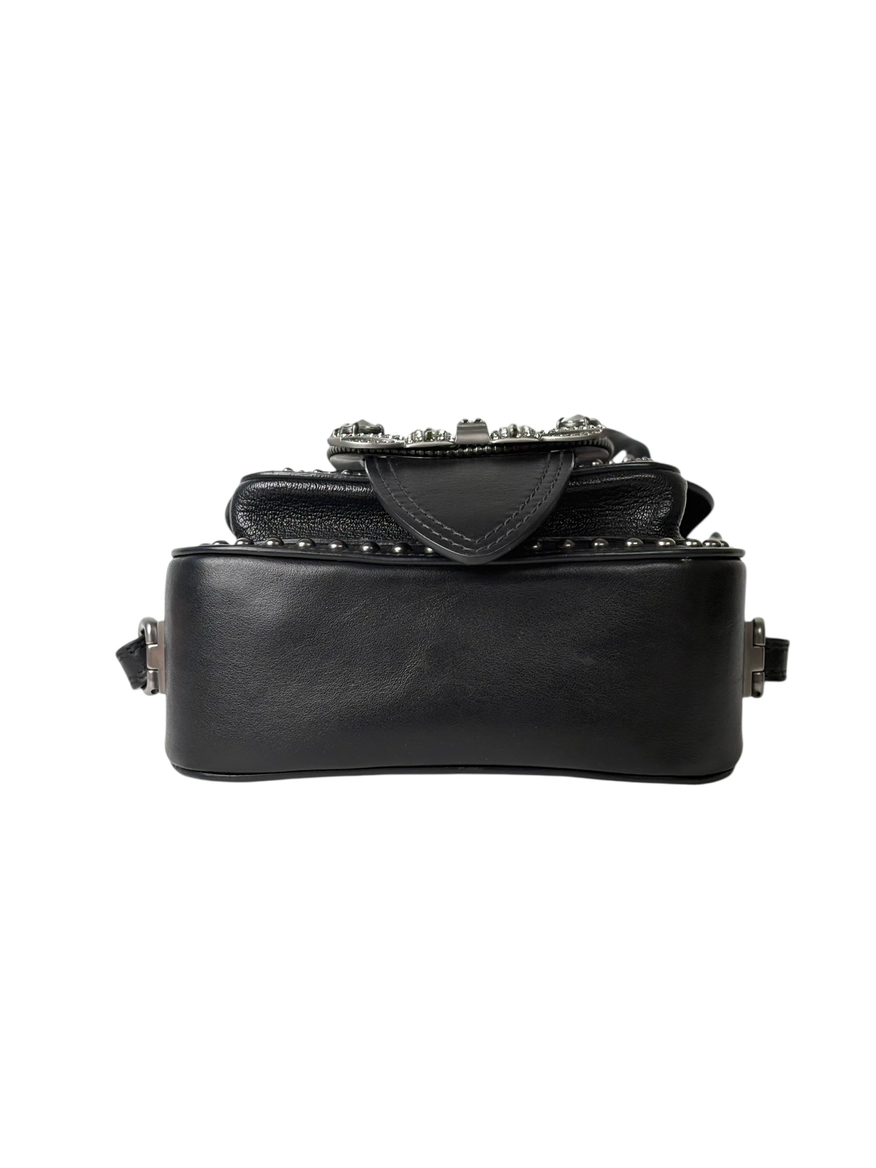 Miu Miu Strap Crystal and Black Calfskin Bag