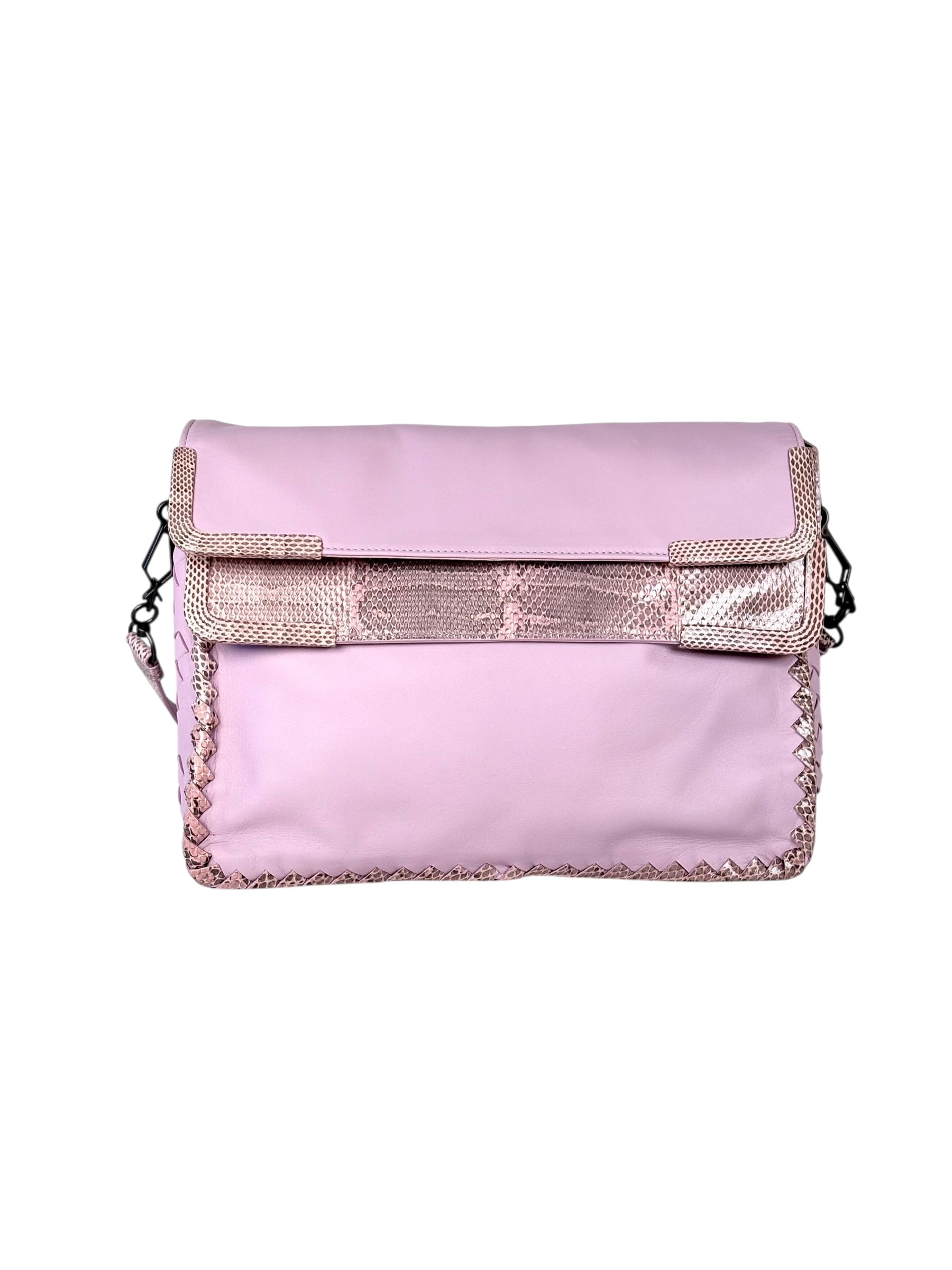 Bottega Veneta 2 Tone Cross Body Bag in Mauve