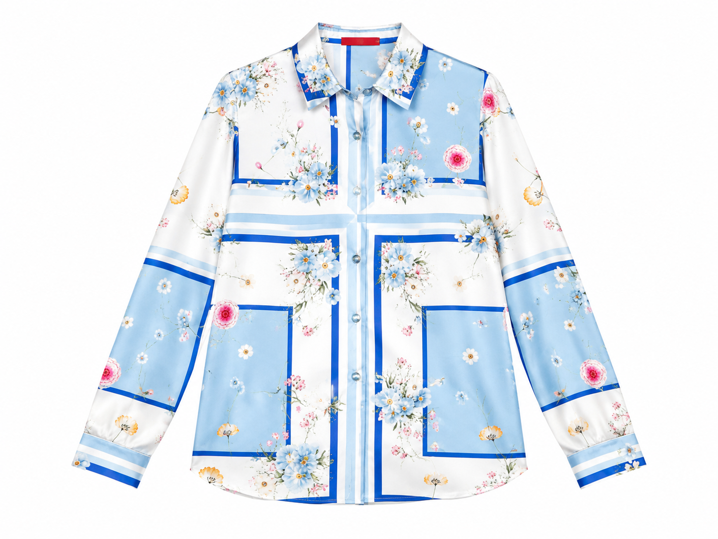 SHIRT BIANCA BANDANA FLOWERS BLUE MCL13003