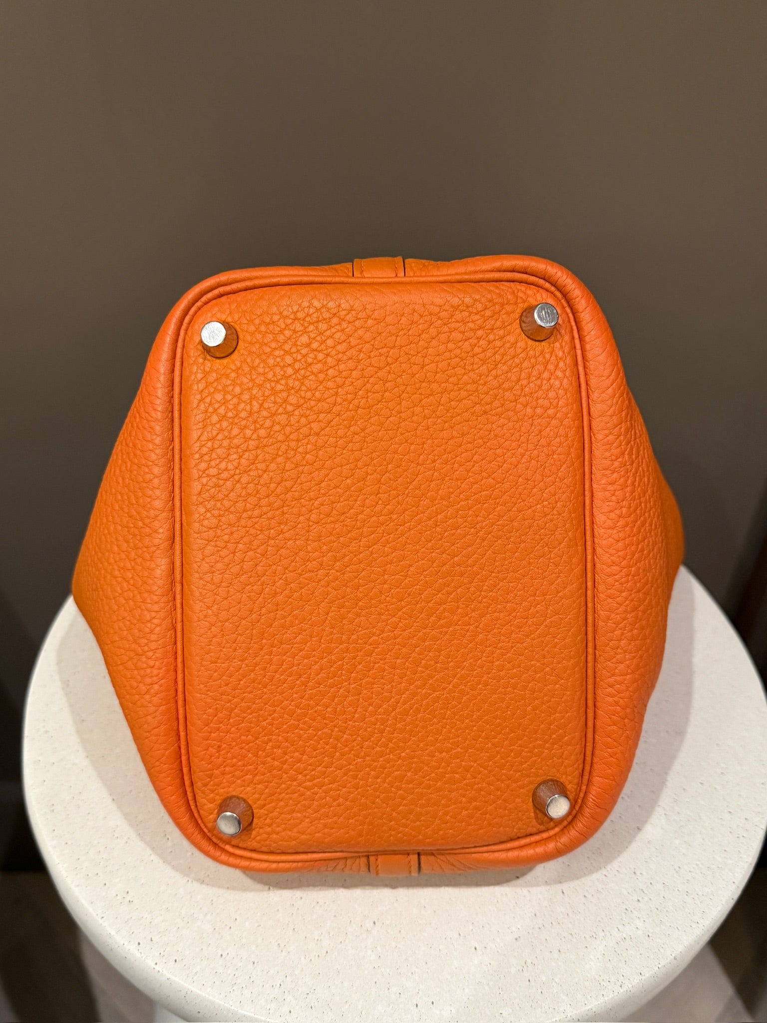Hermès Picotin Lock 18 in orange Clemence leather with palladium hardware