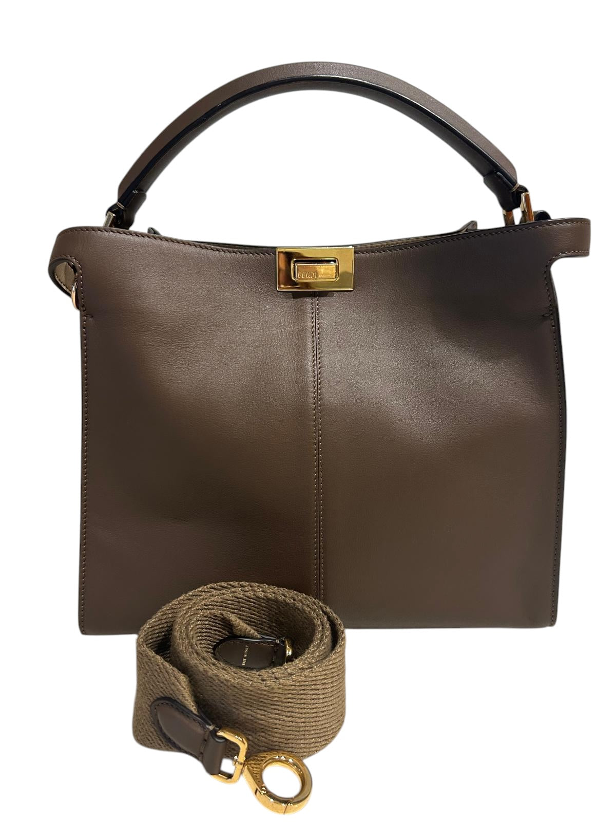 Fendi Brown Medium Peekaboo with Strap and Gold hardware