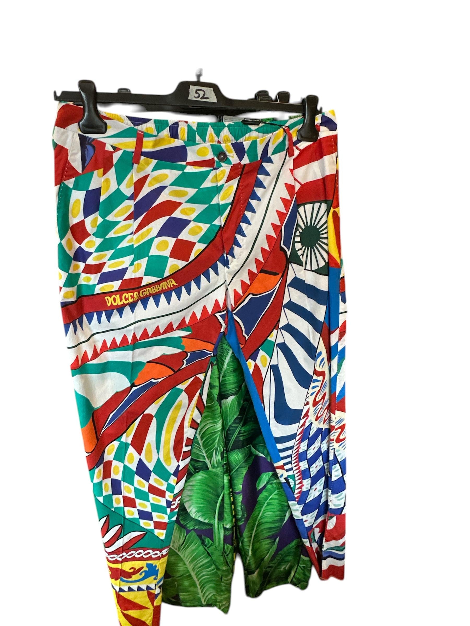 Dolce & Gabbana Pants Multicolour Carretto Print 100%Cotton DG6149B