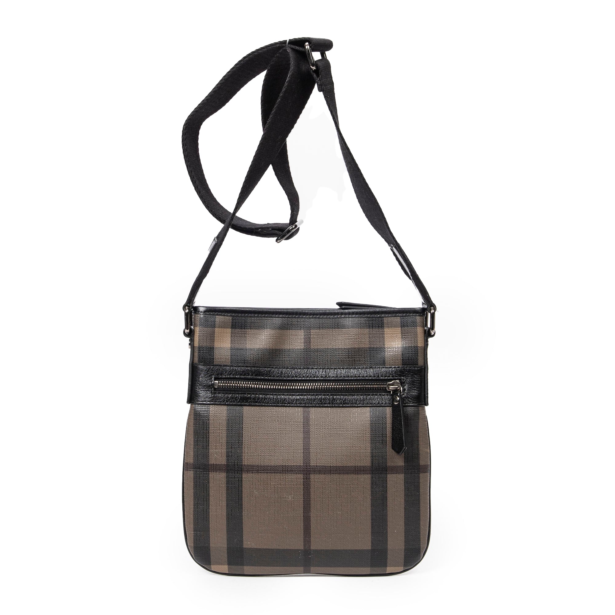 Burberry Grey/Black Coated Canvas Small Zip Messenger AAY4536