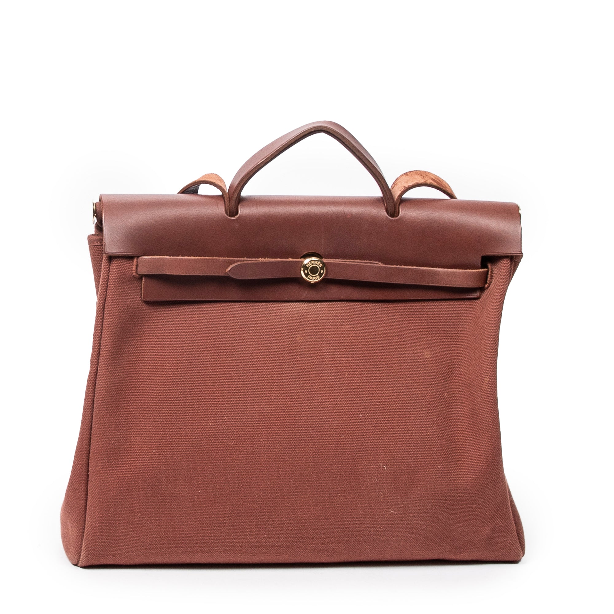 Hermès Herbag MM Beige/Brown Toile H Canvas AAY6696