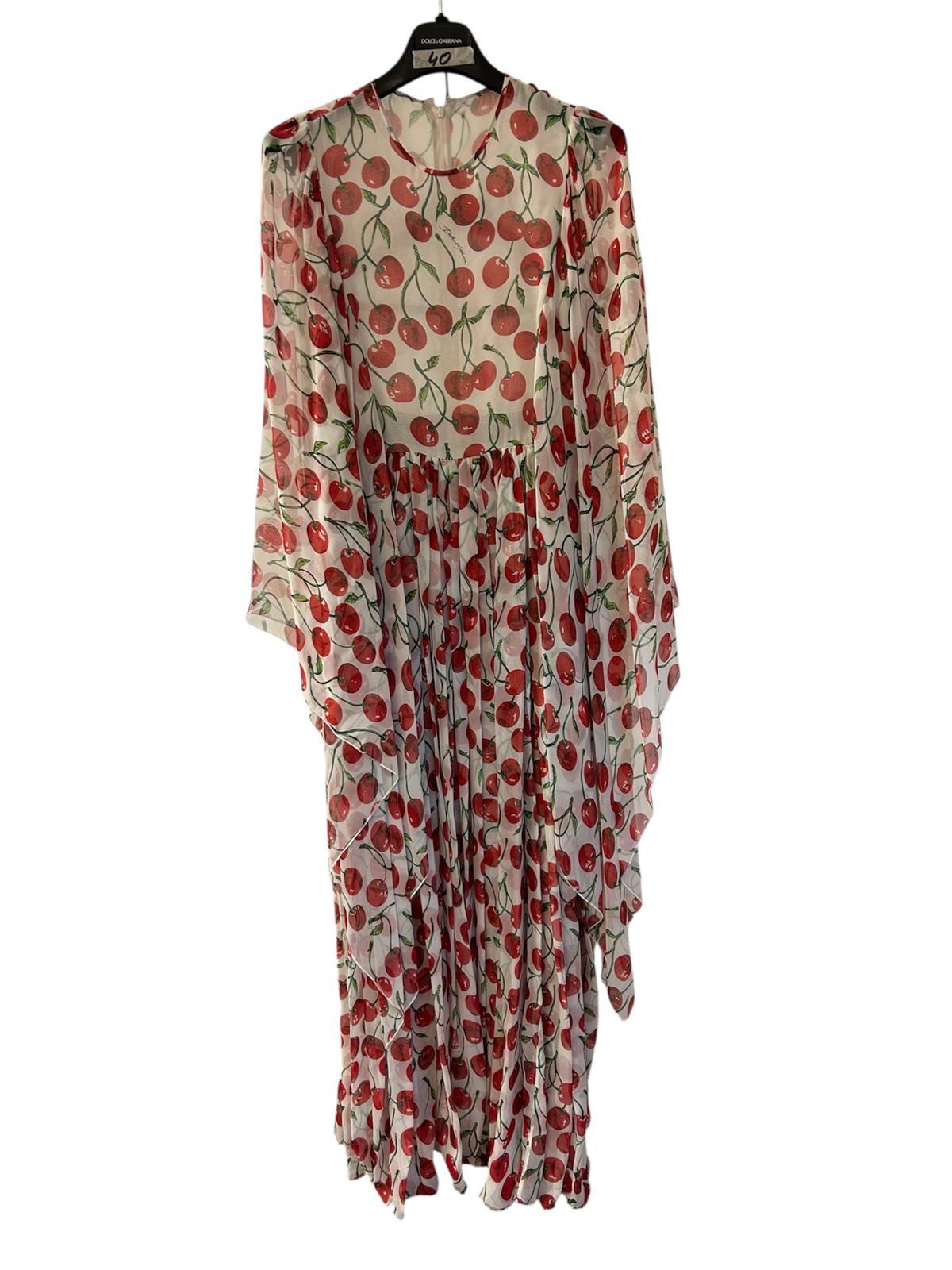 Dolce & Gabbana White DRESS CHERRY Print DG4007B