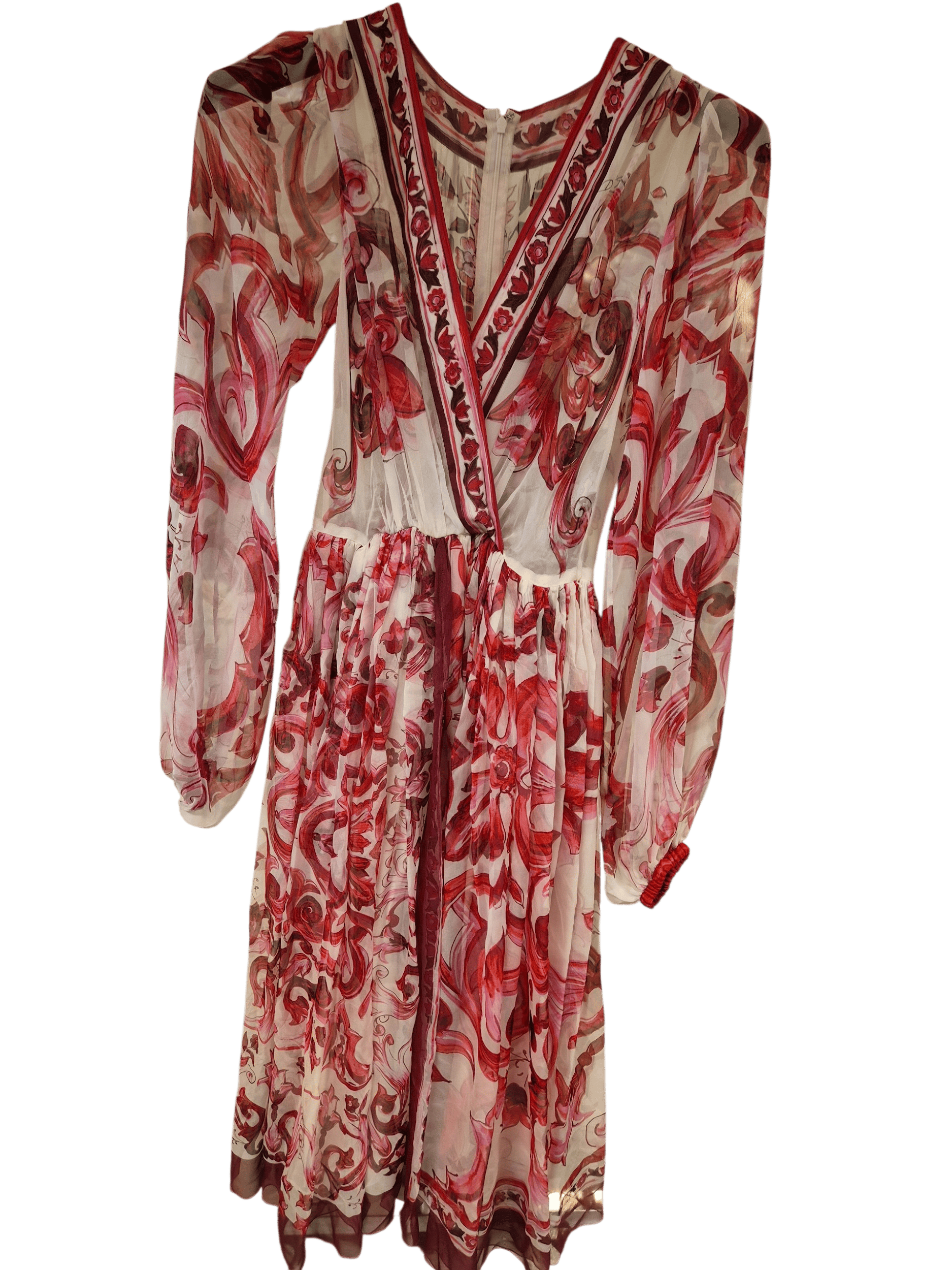 Dolce & Gabbana Dolce & Gabbana Dress Long sleeves Pink Majolica Print 100%Silk DG4252B
