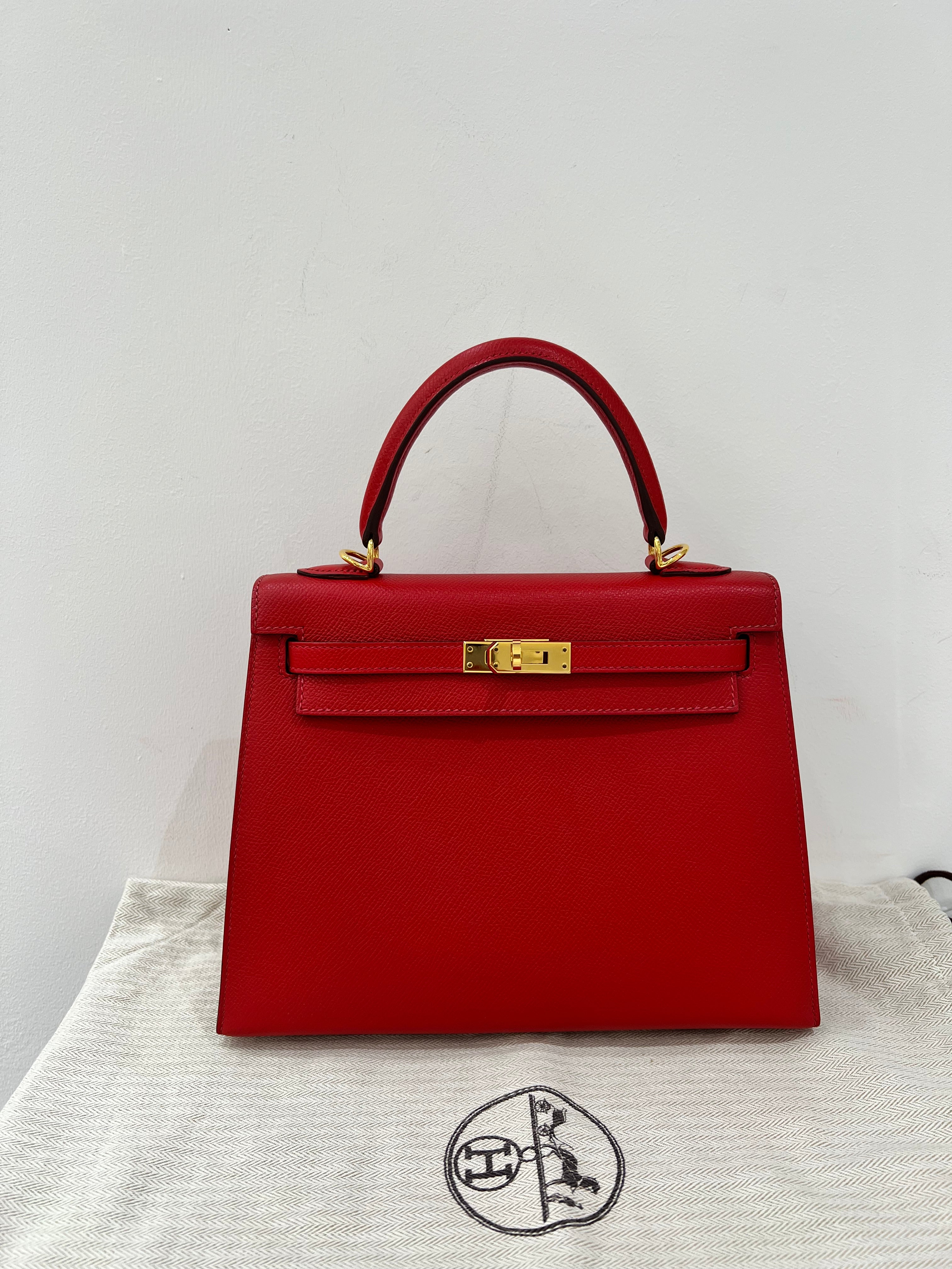 HERMES KELLY EPSOM ROUGE CASAQUE HAND BAG SIZE 25 2000000141749