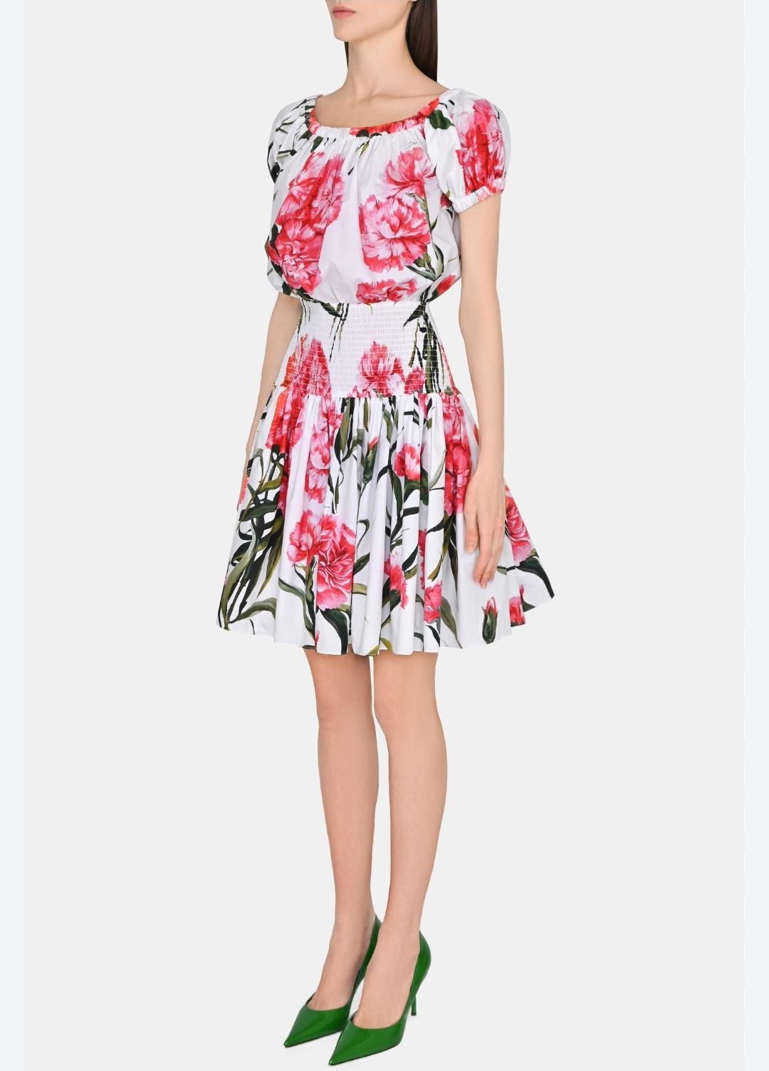 Dolce & Gabbana Dress White Pink Carnation DG4083B
