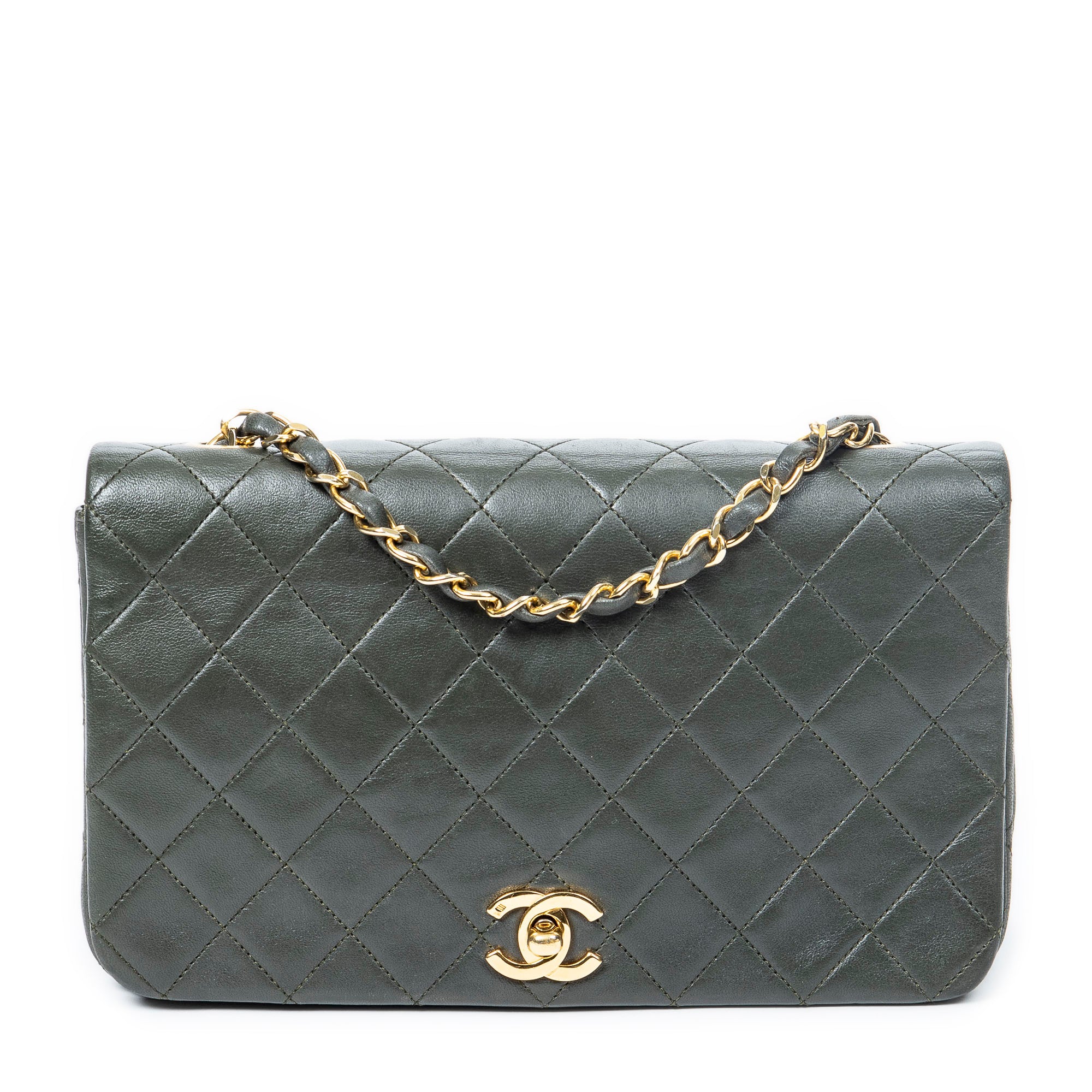 Chanel Dark Green Calf Leather CC Turn Lock Mademoiselle Full Flap ABA0734