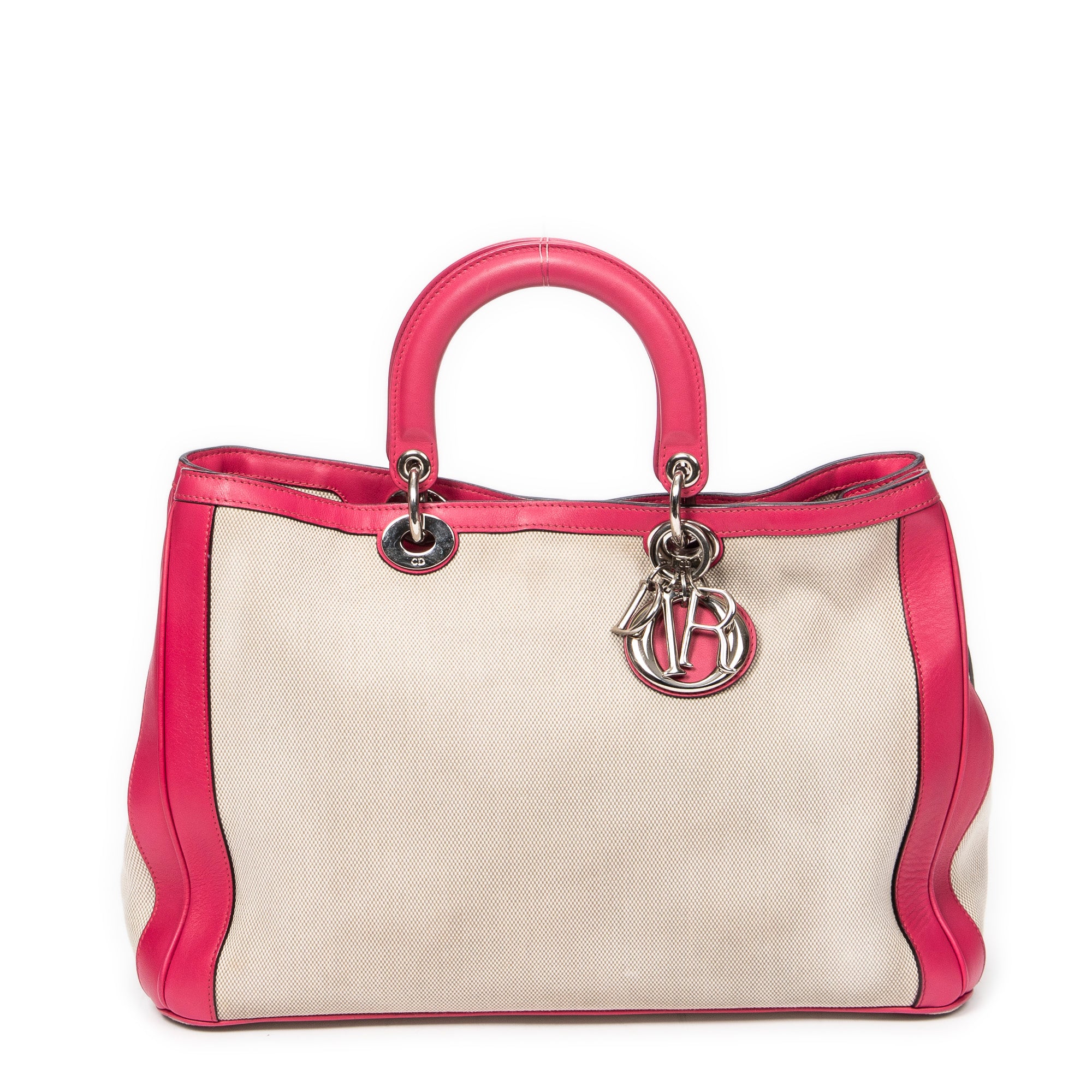 Dior Large Diorissimo Tote 0 Beige/Pink Woven Canvas ABB2993