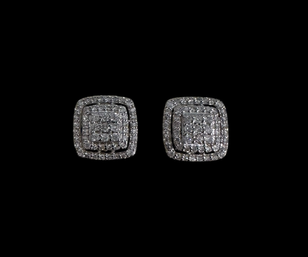 0.50ct Diamond Square Stud Earrings set in 18K White Gold