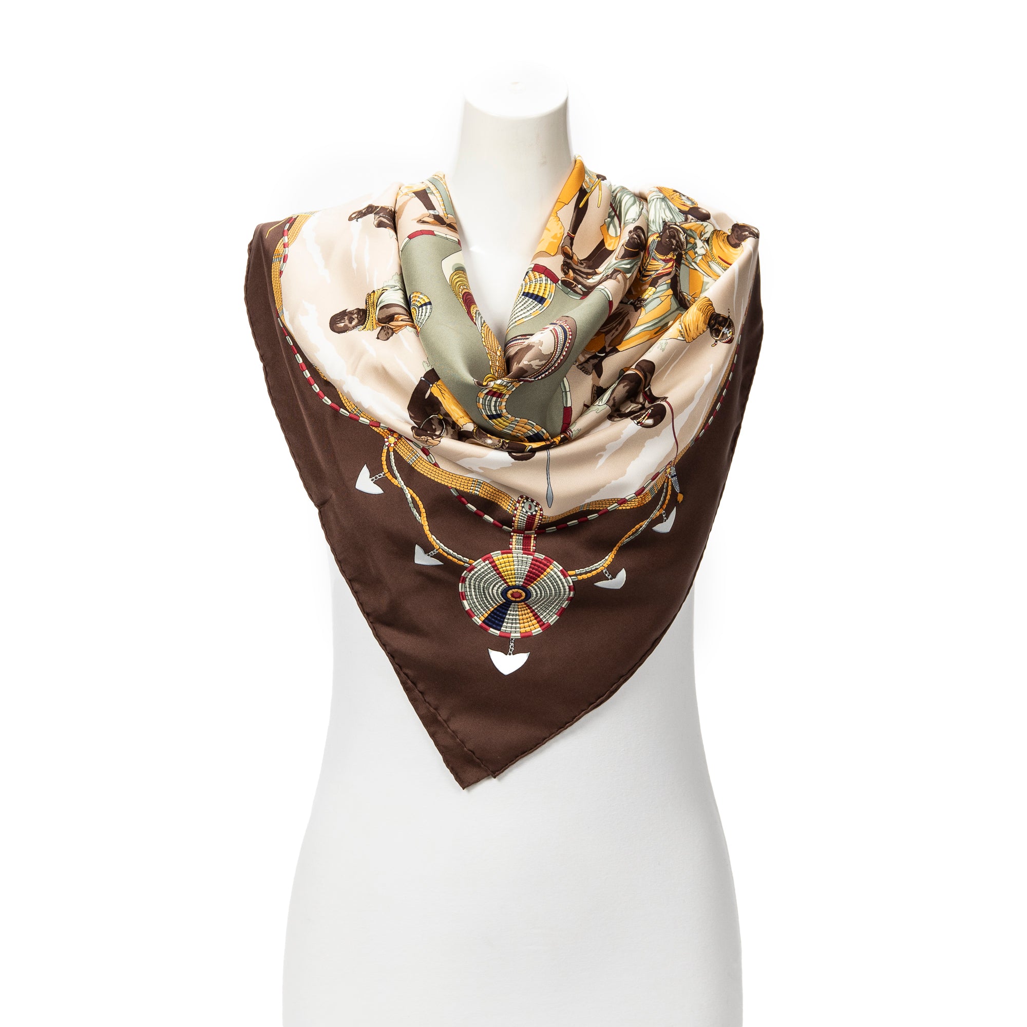 Hermès Brown/Beige Silk Scarf ABB9535