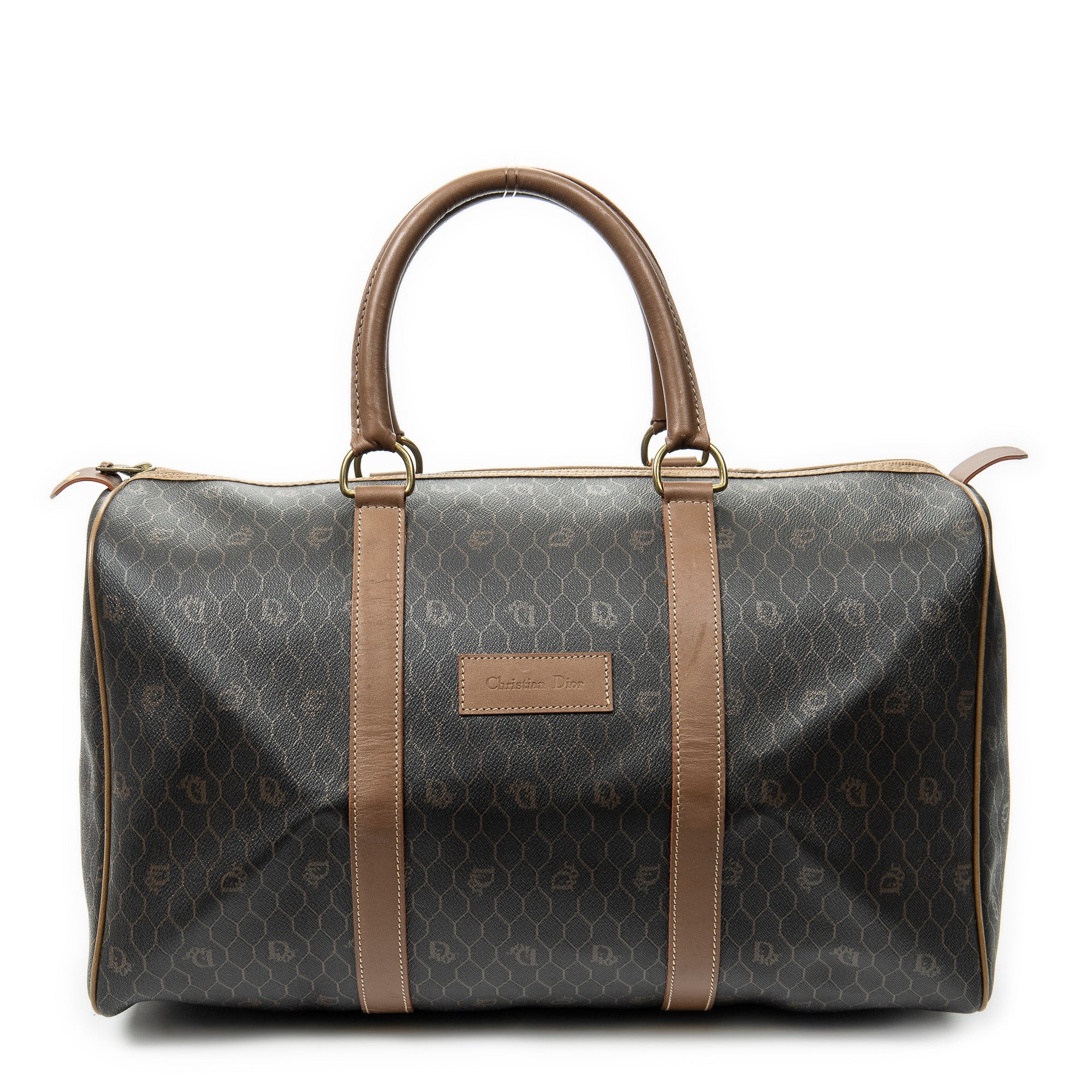 Dior Brown Coated Canvas Vintage Large Boston ABB9757