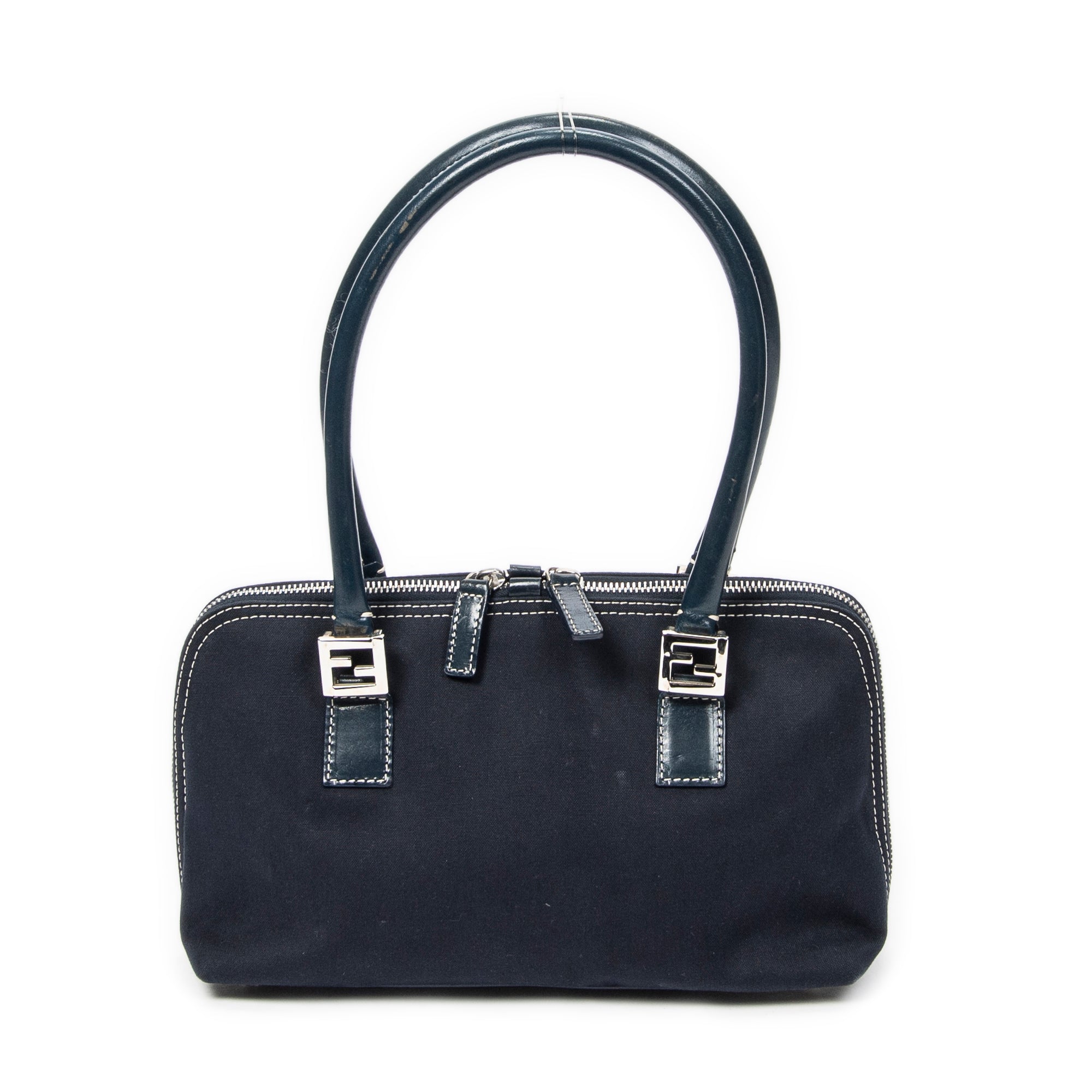 Fendi Small FF Boston 0 Navy Canvas ABC2729
