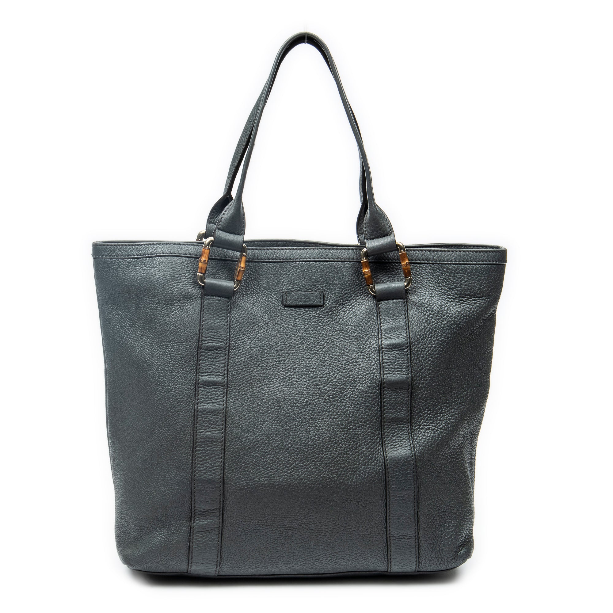 Gucci Vertical Bamboo Bar Shopper 0 Grey Grained Calfskin Leather ABC4900