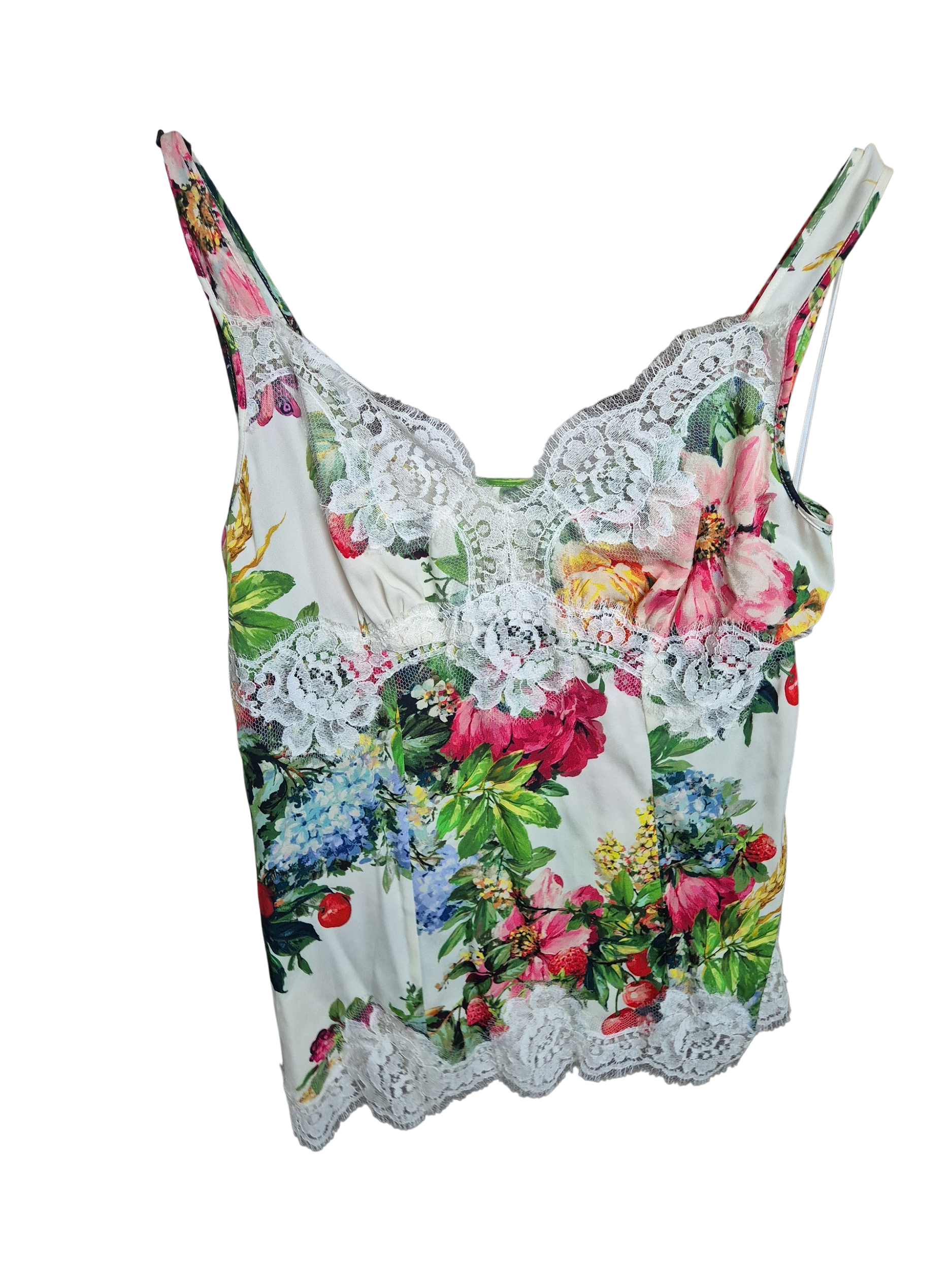Dolce & Gabbana Top White With Flowers Design And laces DG3456B
